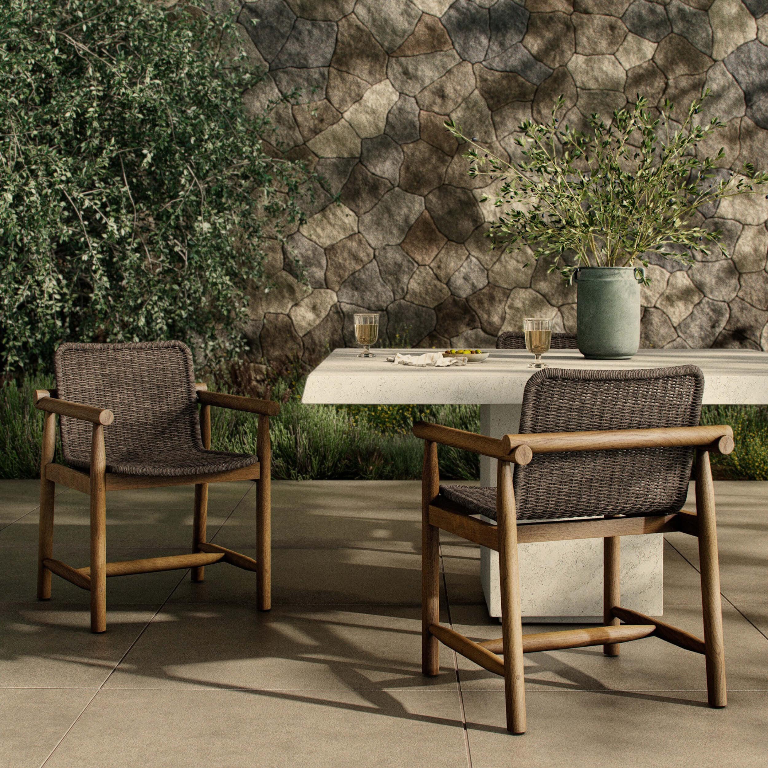 Dume Outdoor Dining Armchair, Dark Textured by Amber Lewis x Four Hands - Image 5