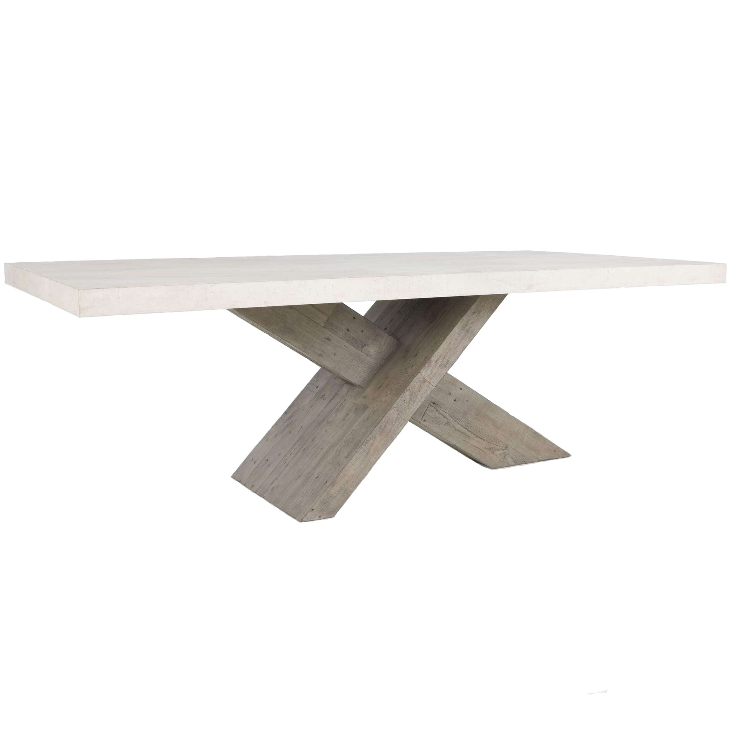 Durant 84" Dining Table, Antique White/Distressed Gray