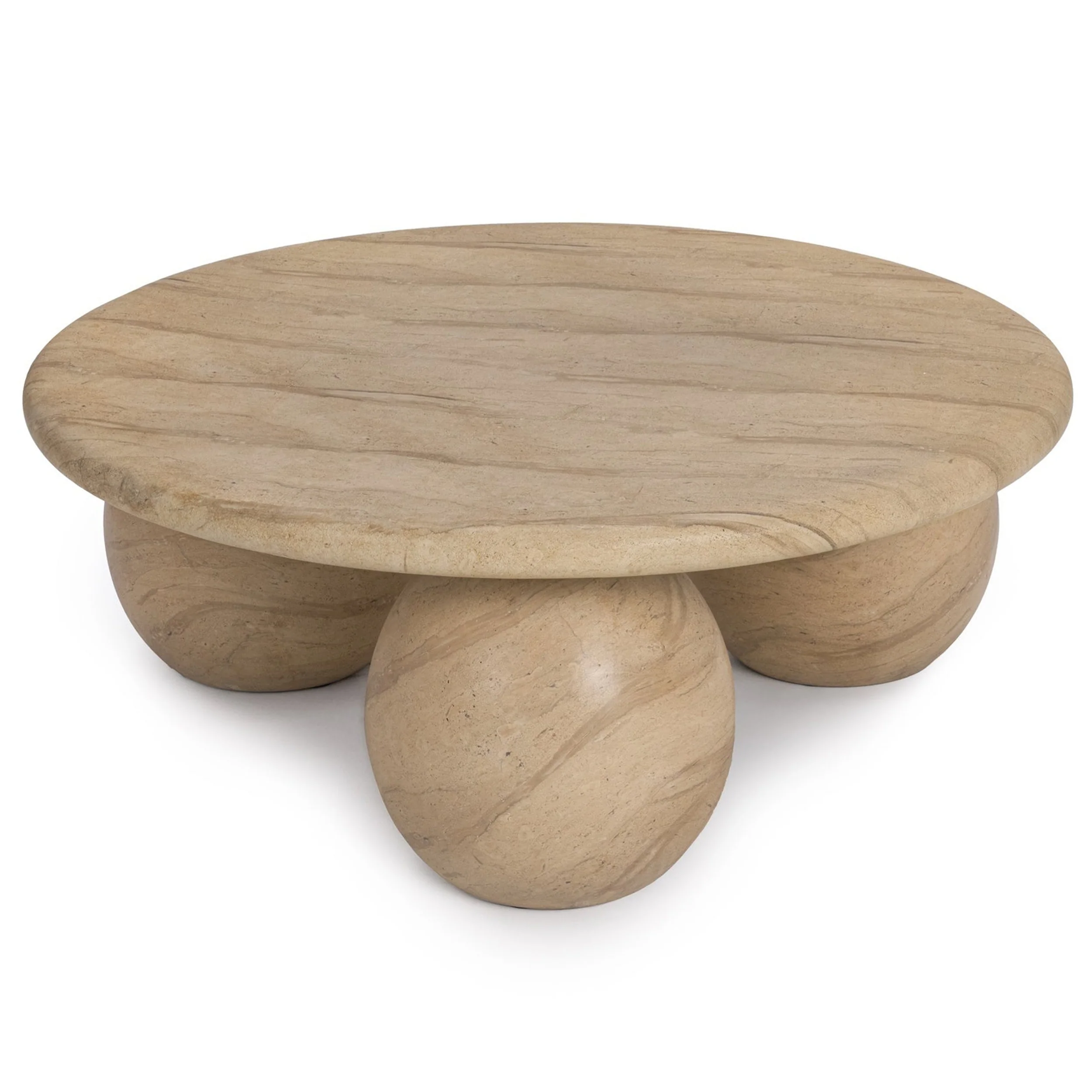 Elaria Outdoor Round Coffee Table, Beige - Image 3