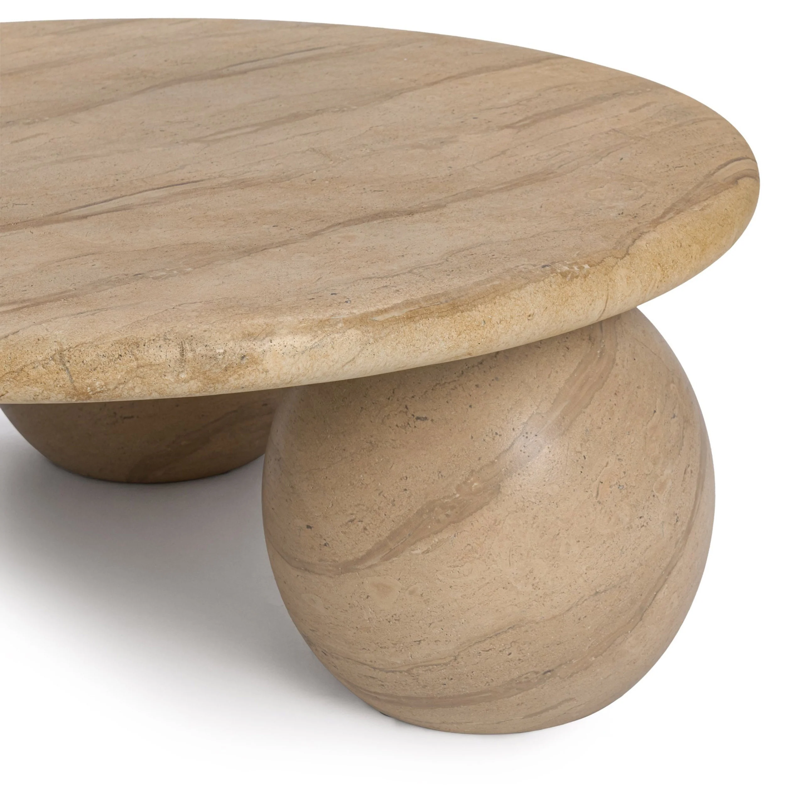 Elaria Outdoor Round Coffee Table, Beige - Image 4