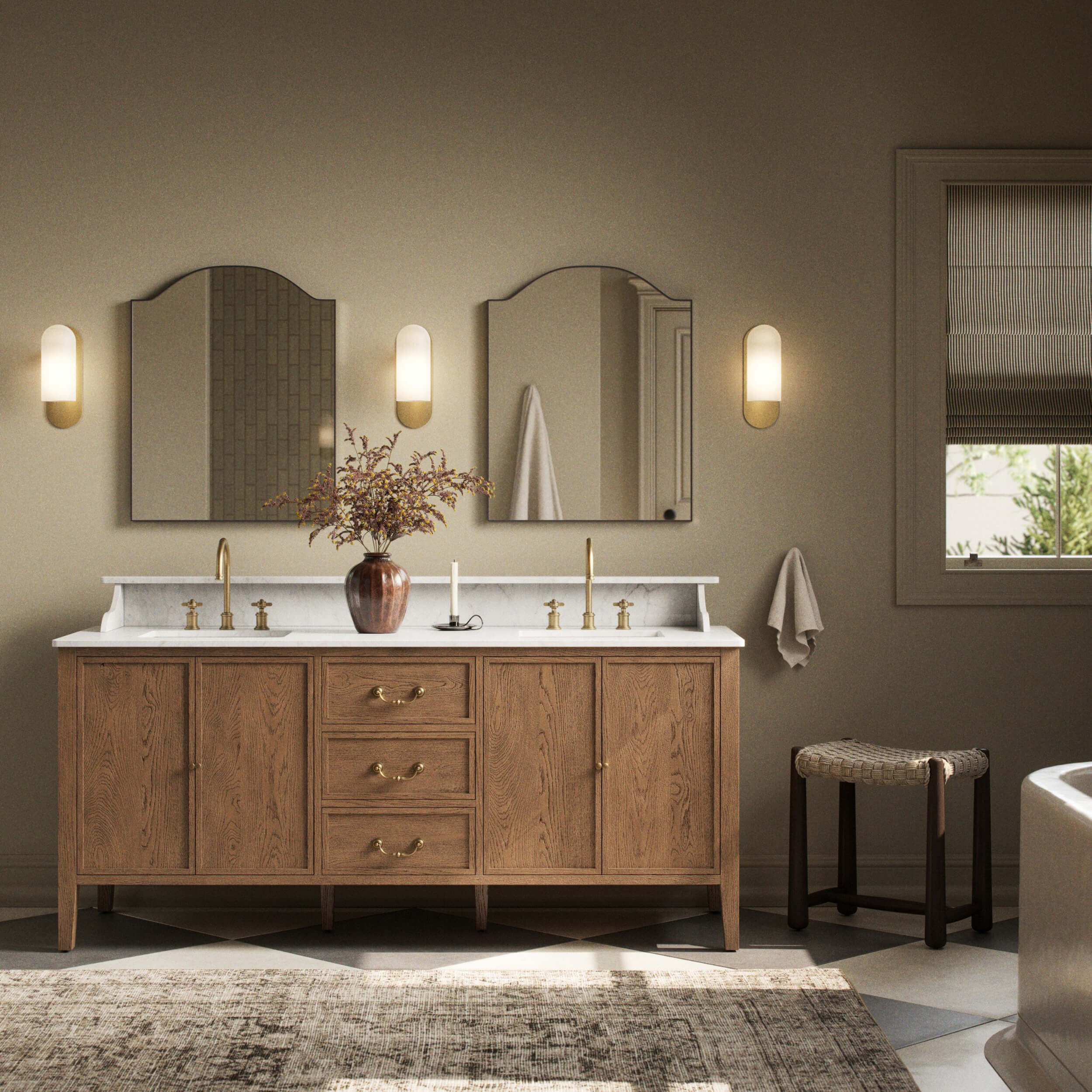 Elliston Double Vanity, Satin Worn Oak by Four Hands - Image 5