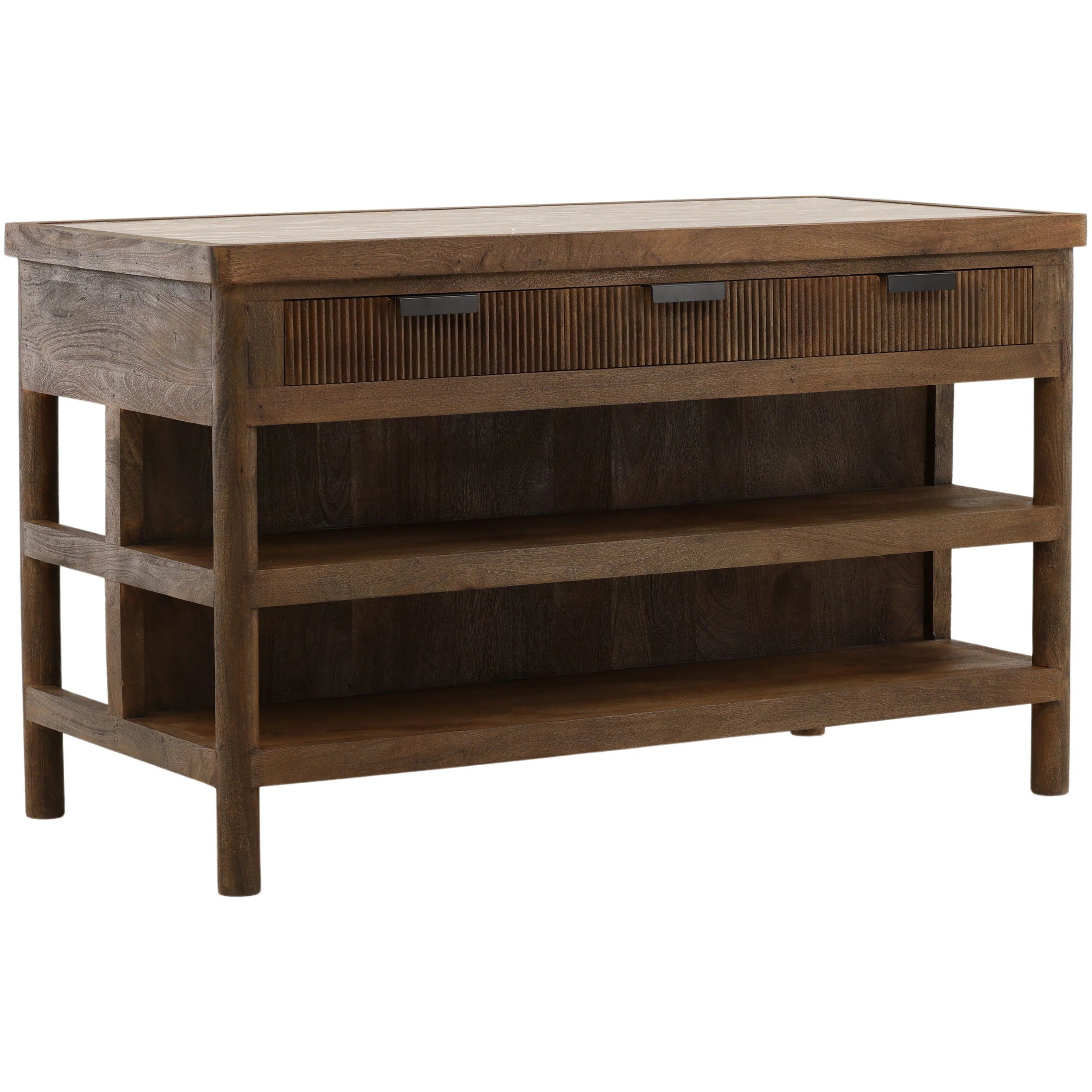Elston Kitchen Island, Beige/Brown