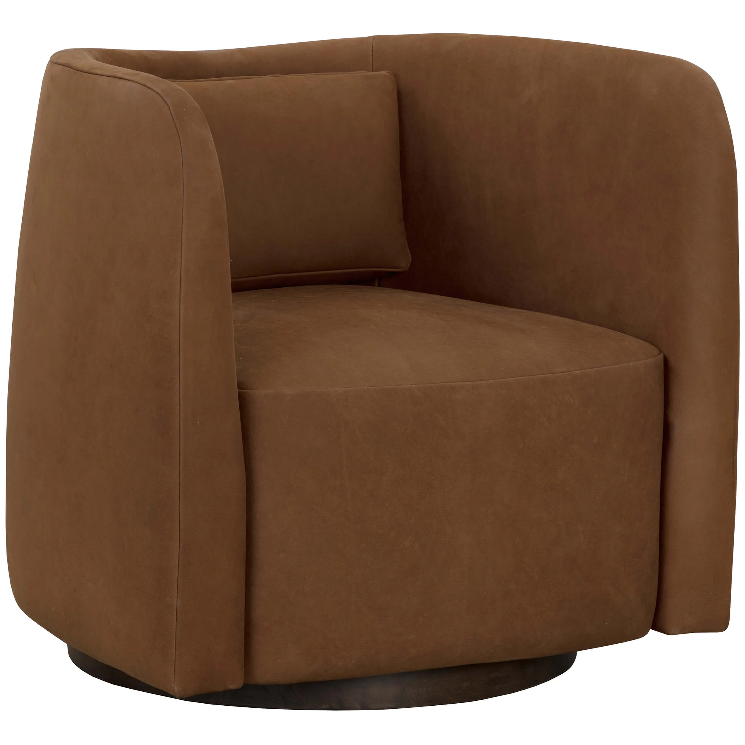 Emilie Leather Swivel Chair, Nubuck Caramel