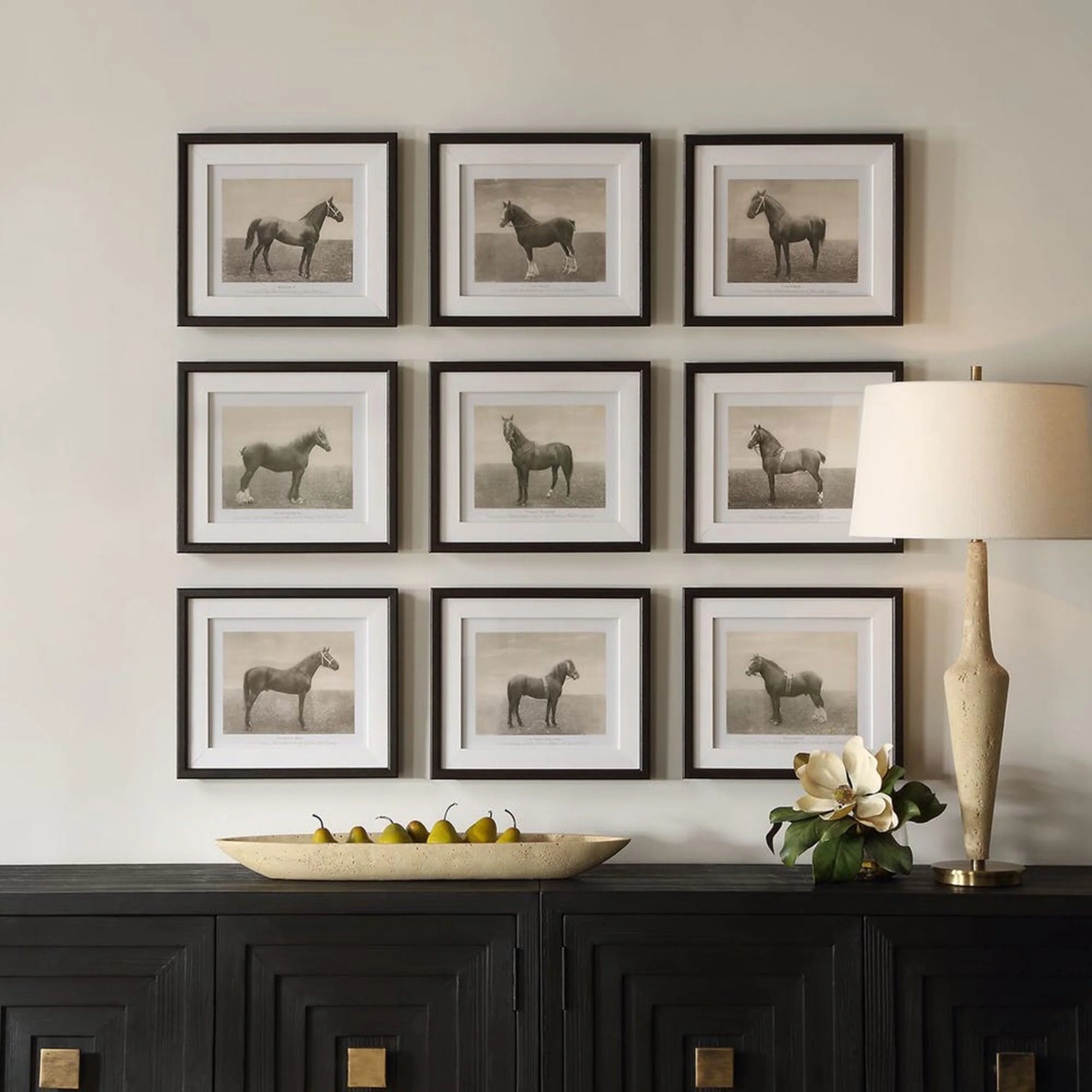 Equine Dynasty Framed Prints, Walnut, Set of 9 - Image 5