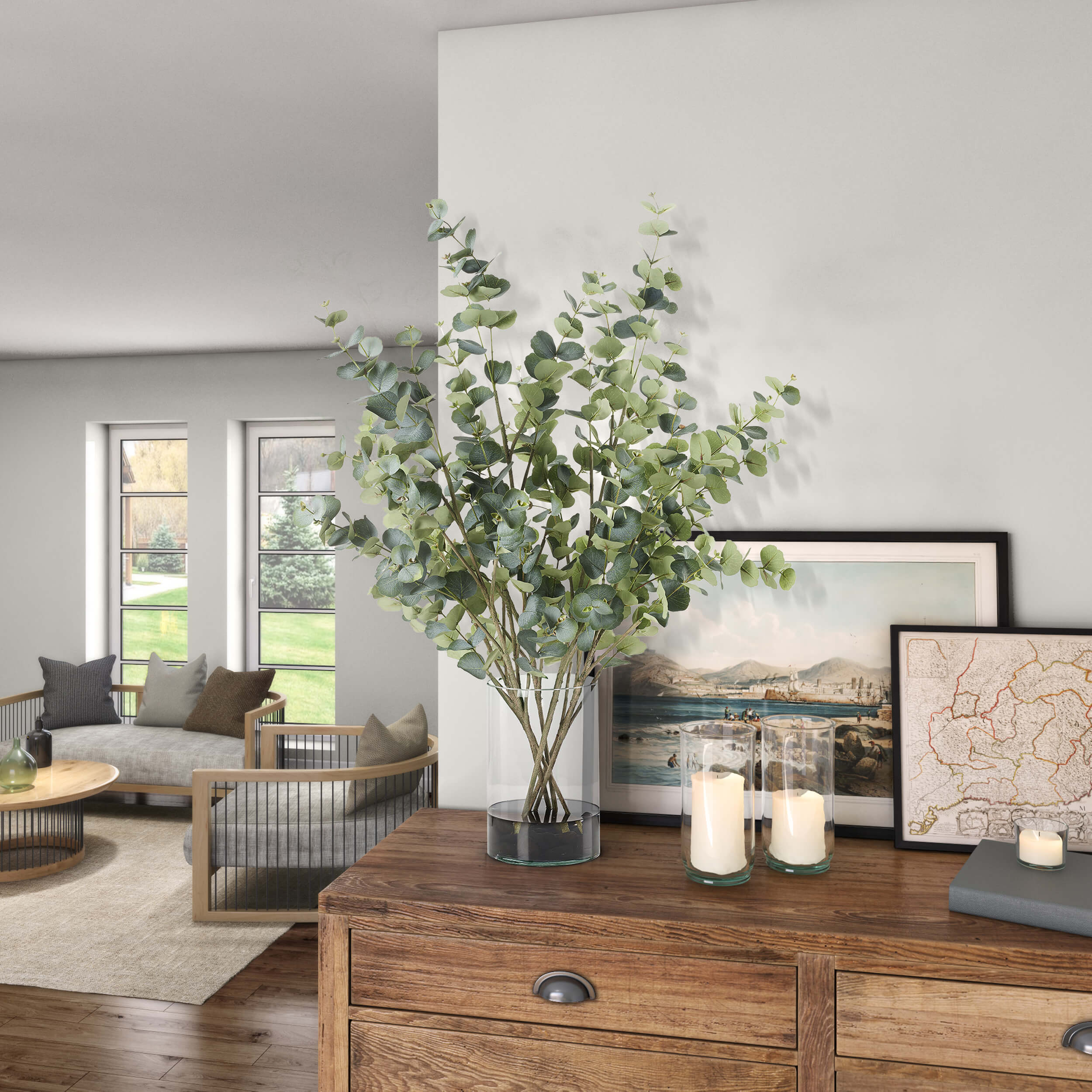 Eucalyptus in Large Rowan Vase, Clear - Image 2