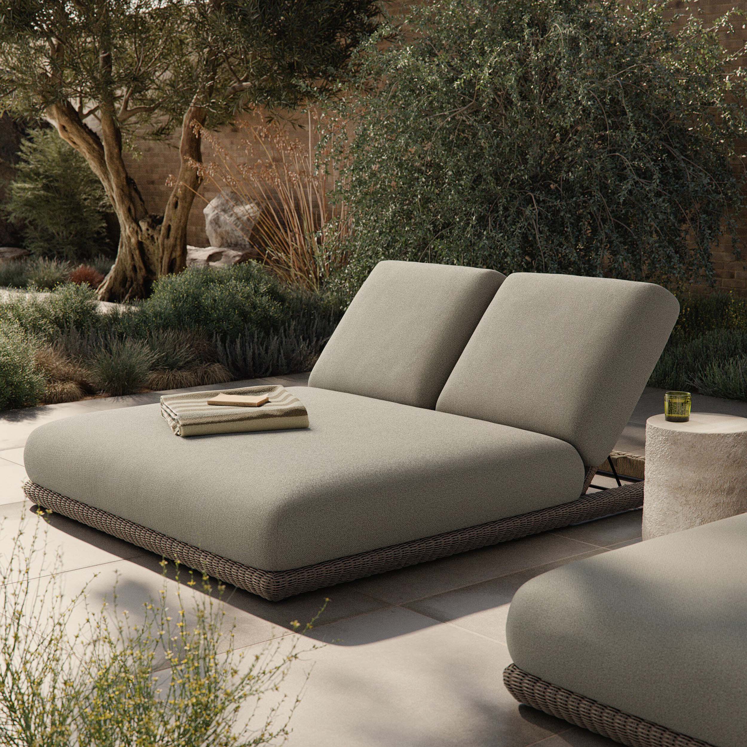 Evander Outdoor Double Chaise, Ramiro Ecru by Four Hands - Image 8