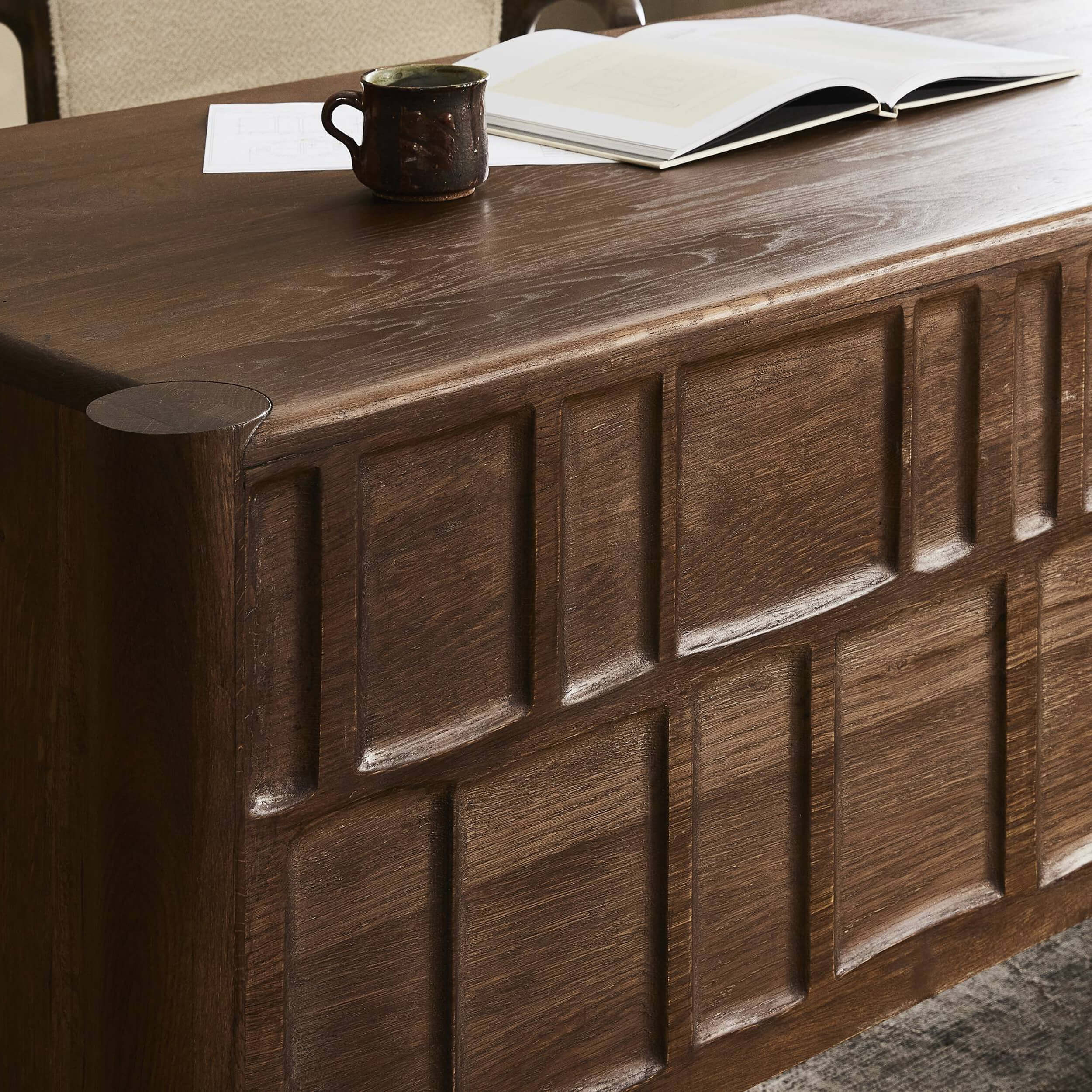 Ezri Desk, Carved Cocoa by Four Hands - Image 6