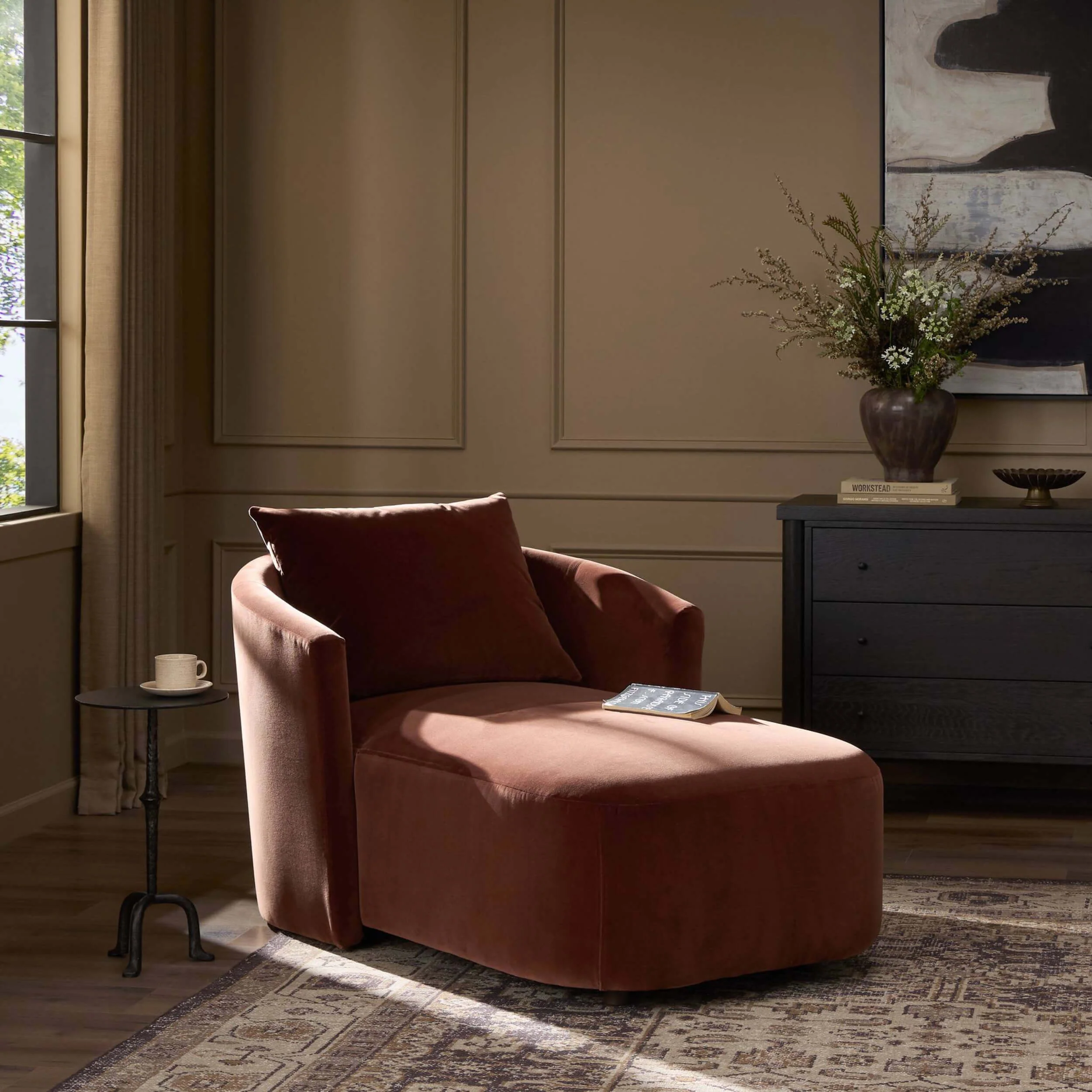 Farrah Chaise Lounge, Surrey Auburn by Four Hands - Image 6