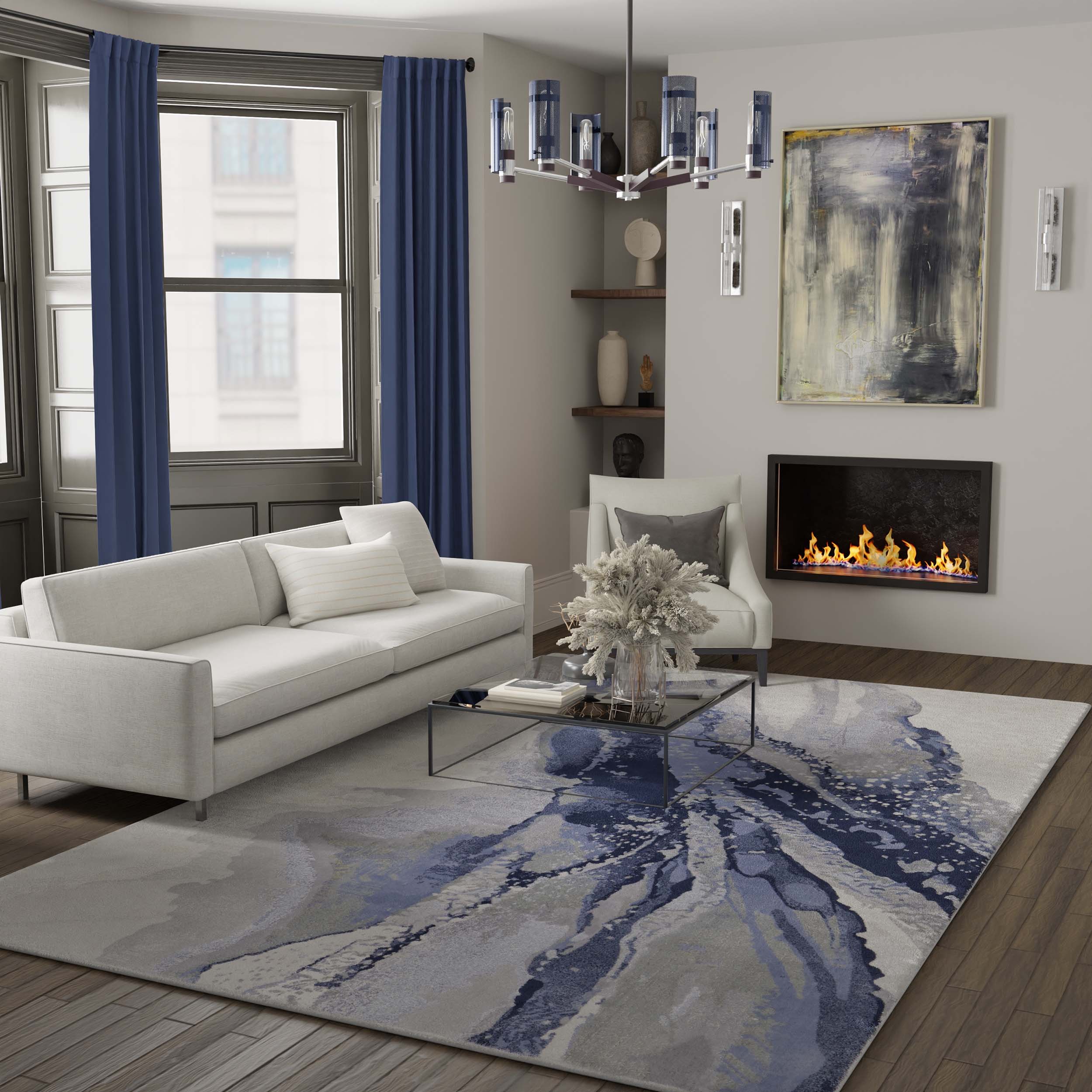 Feizy Rug Clio 39K2F, Blue/Beige - Image 4