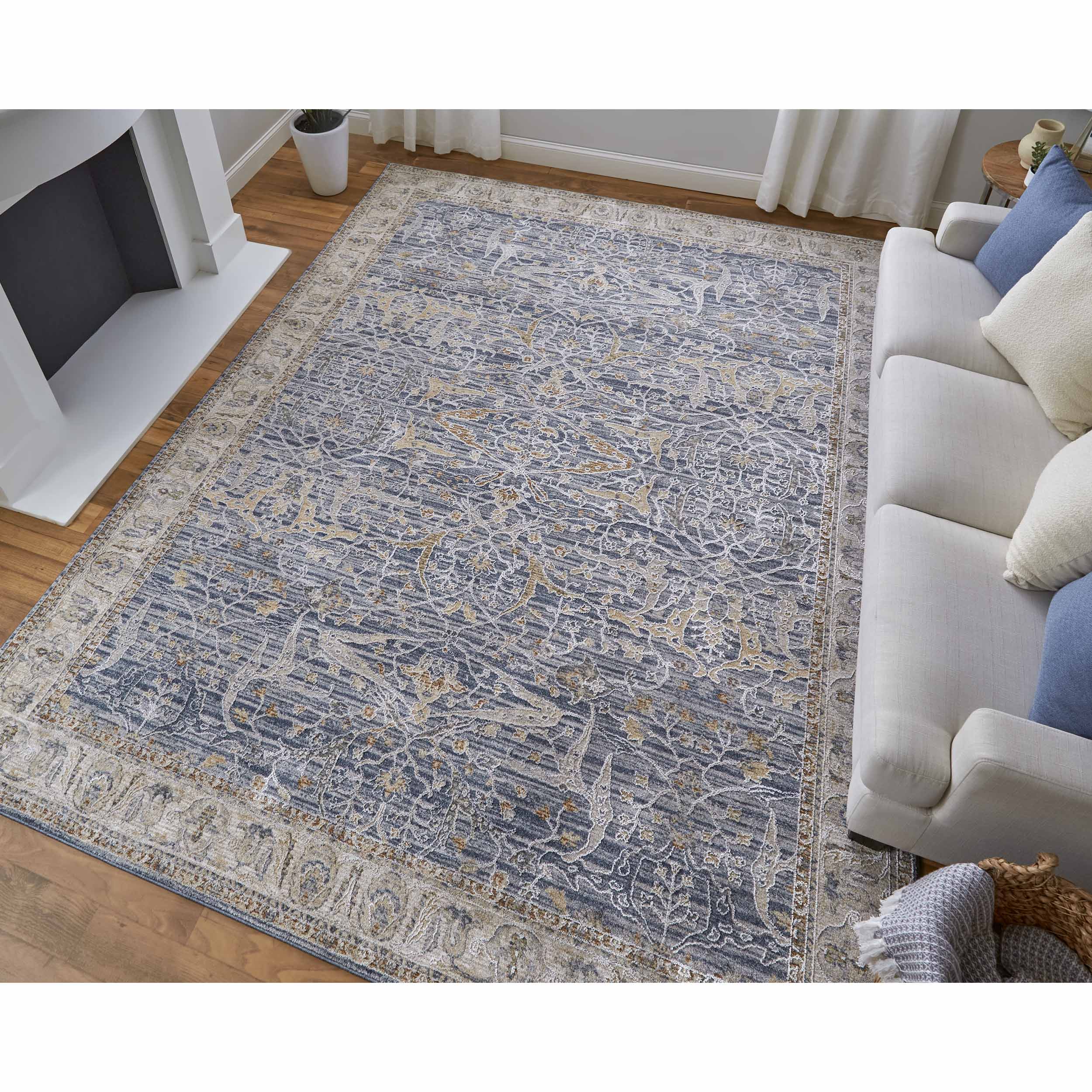 Feizy Rug Pasha 39M4F, Blue/Ivory - Image 5