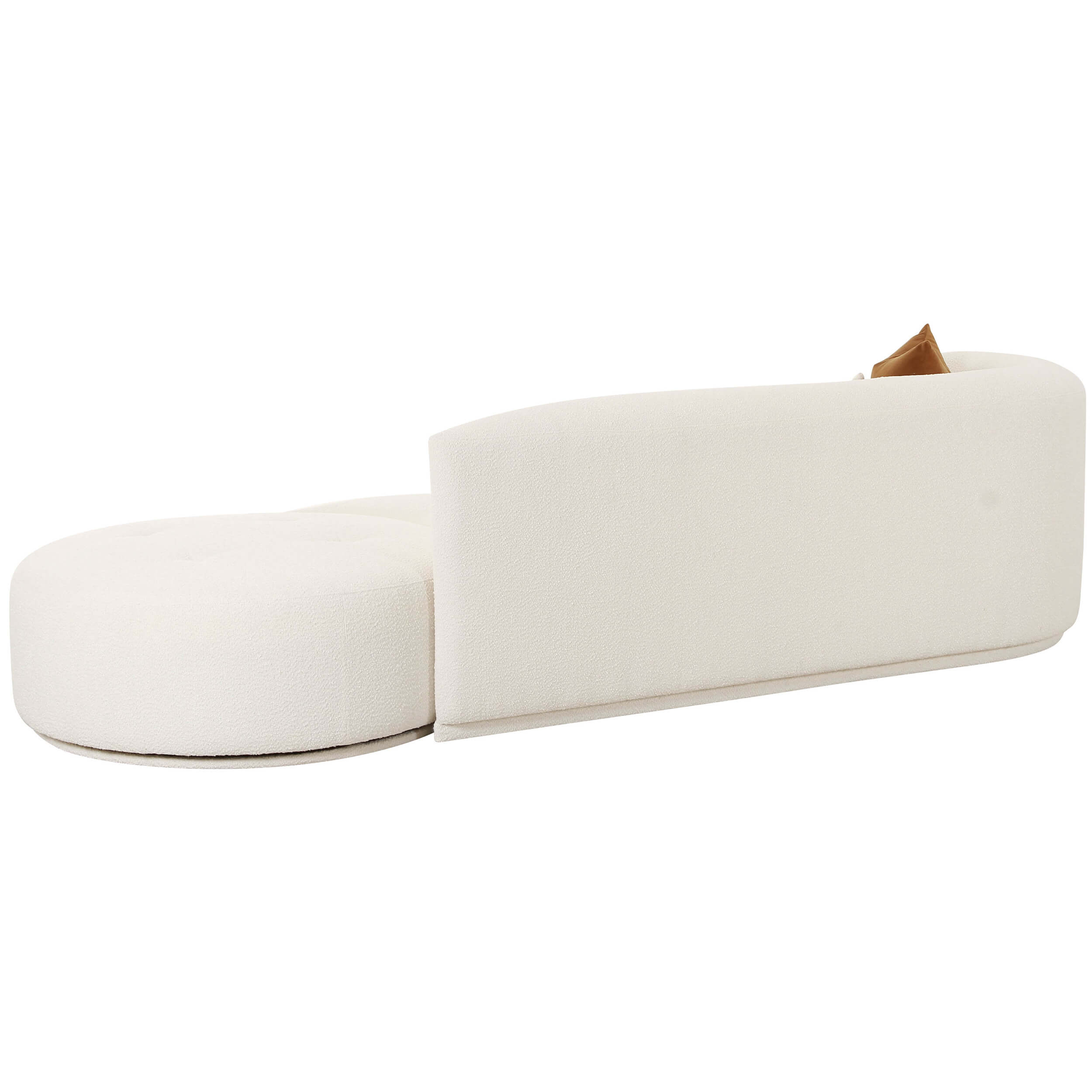 Fickle Boucle 2 Piece Chaise Modular LAF Sofa, Cream - Image 3