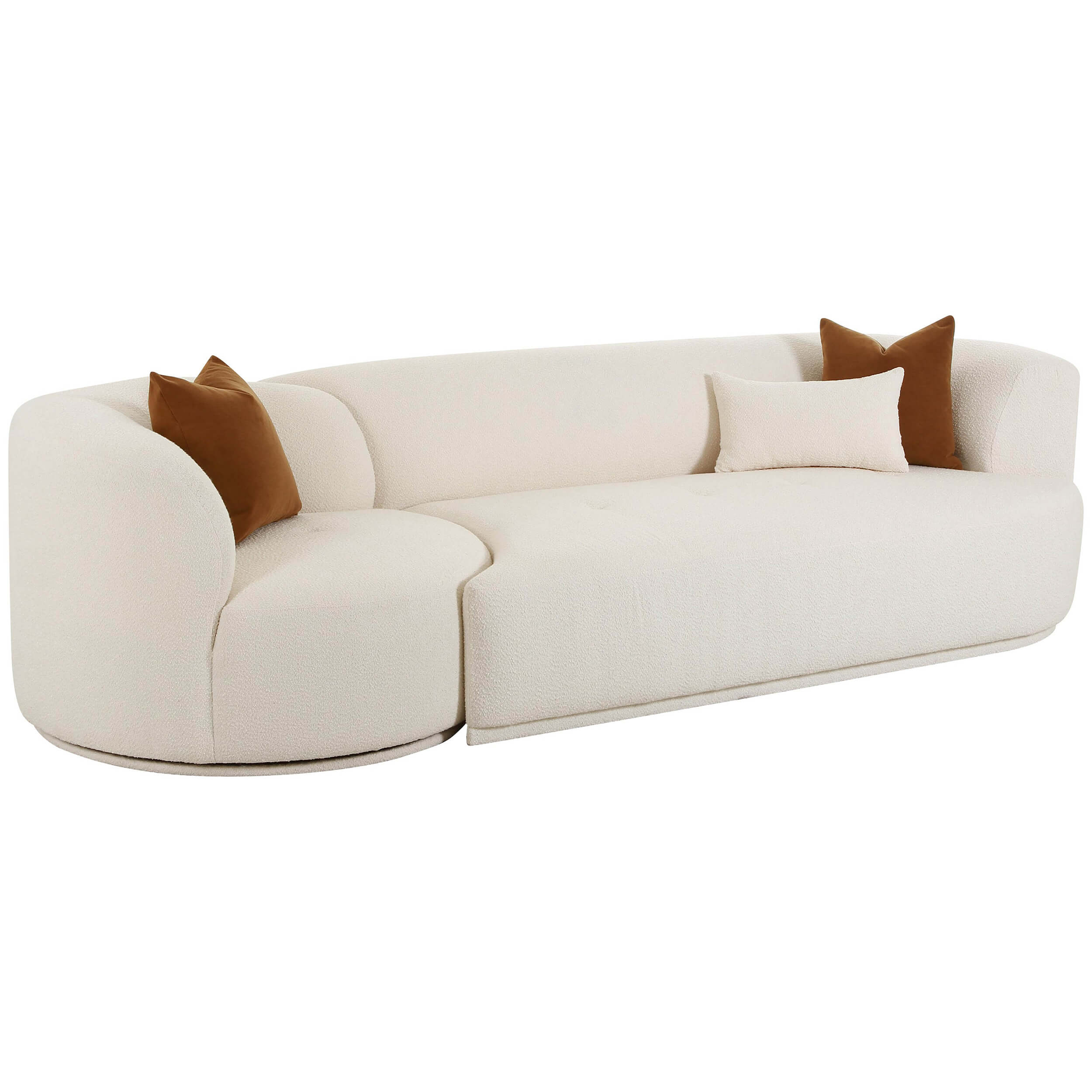 Fickle Boucle 2 Piece Modular RAF Sofa, Cream - Image 2