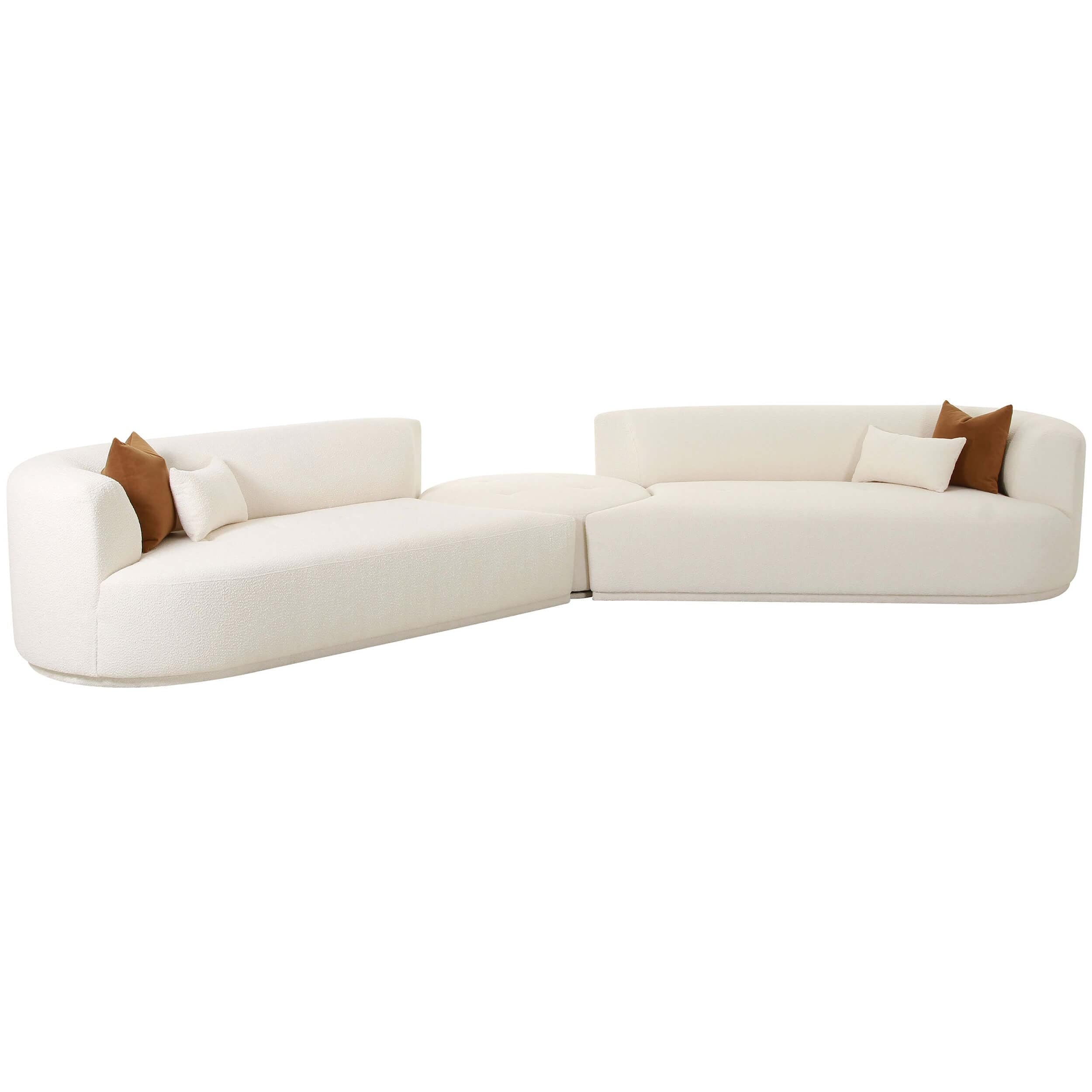 Fickle Boucle 3 Piece Modular Sectional, Cream - Image 2