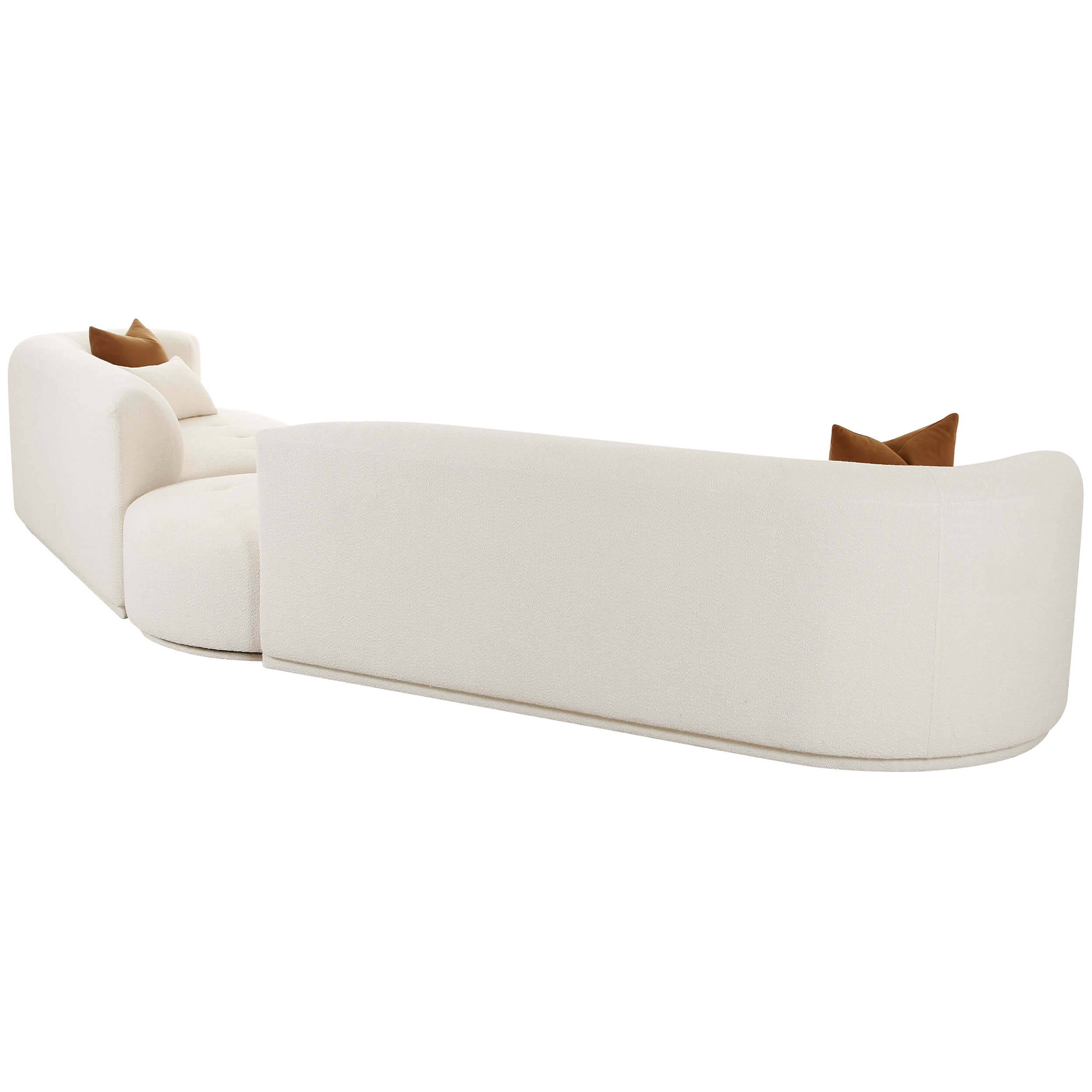 Fickle Boucle 3 Piece Modular Sectional, Cream - Image 3