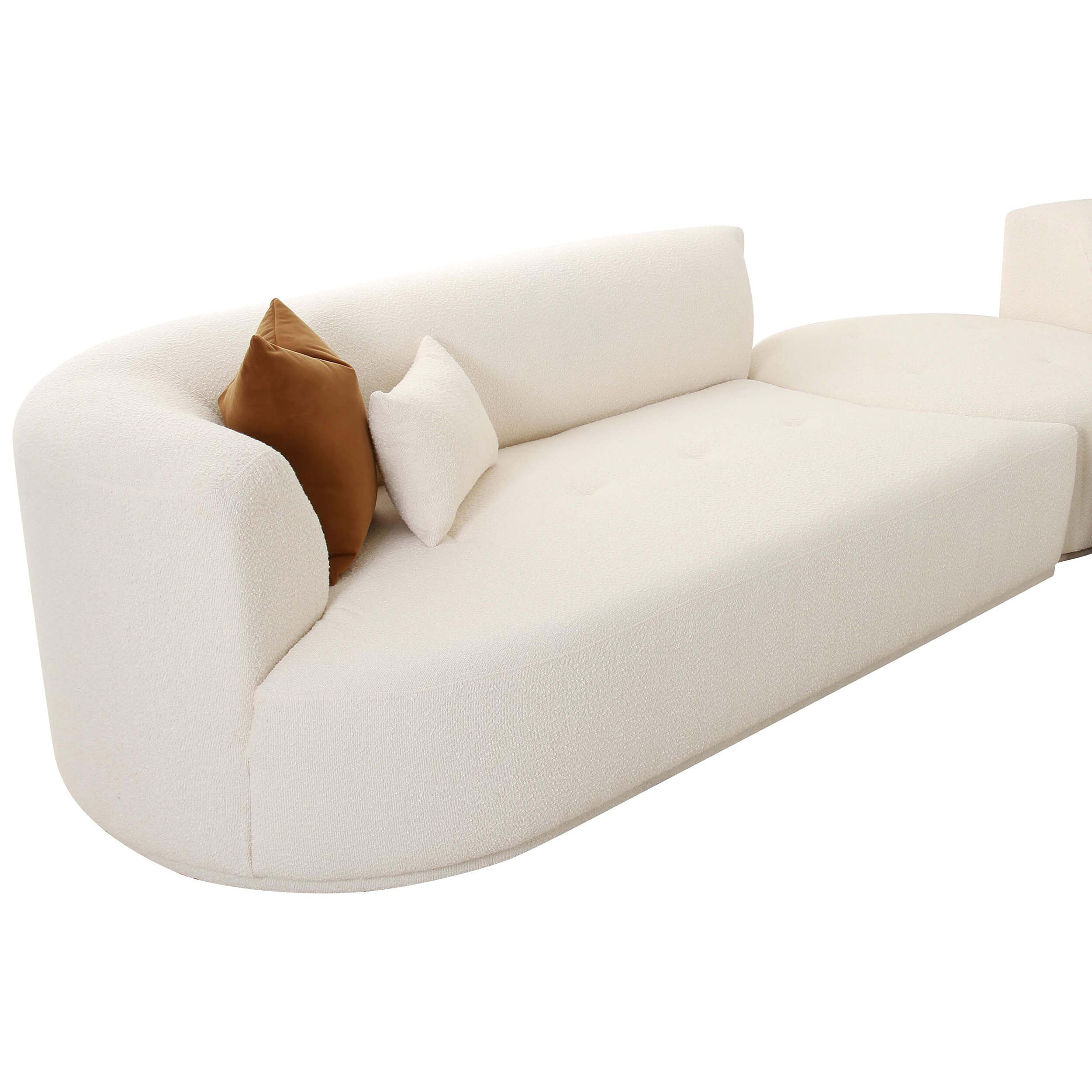 Fickle Boucle 3 Piece Modular Sectional, Cream - Image 4