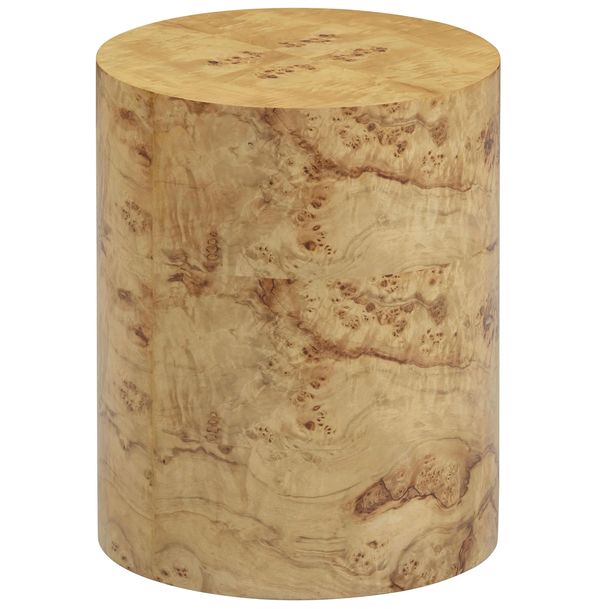 Fig Burl Drum Side Table, Natural