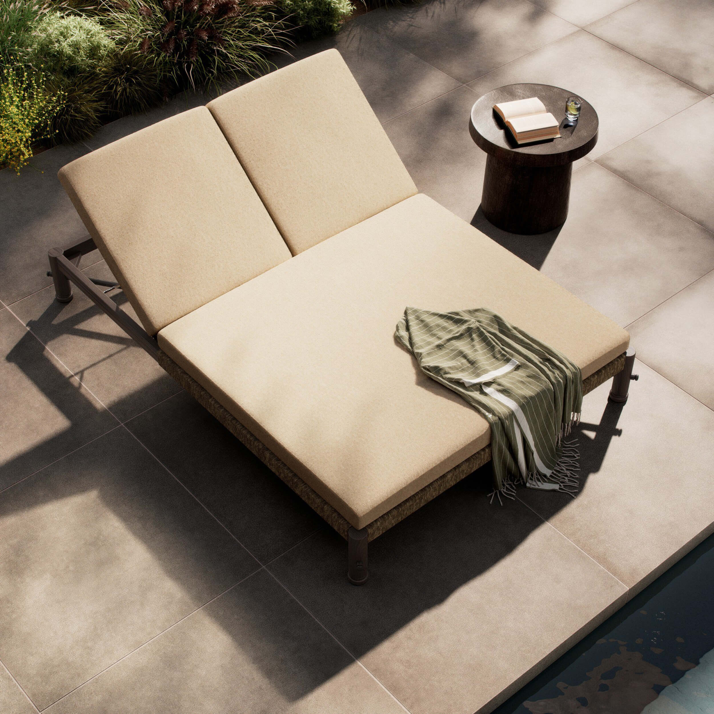 Finnegan Outdoor Double Chaise, Alessi Buff by Amber Lewis x Four Hands - Image 5