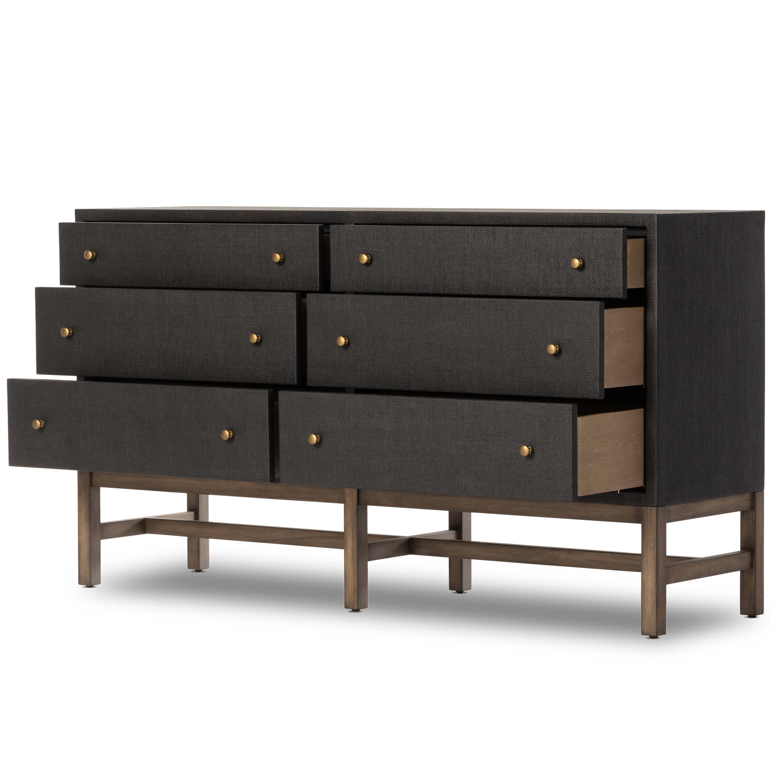 Fiona 6 Drawer Dresser, Black Raffia by Four Hands - Image 5