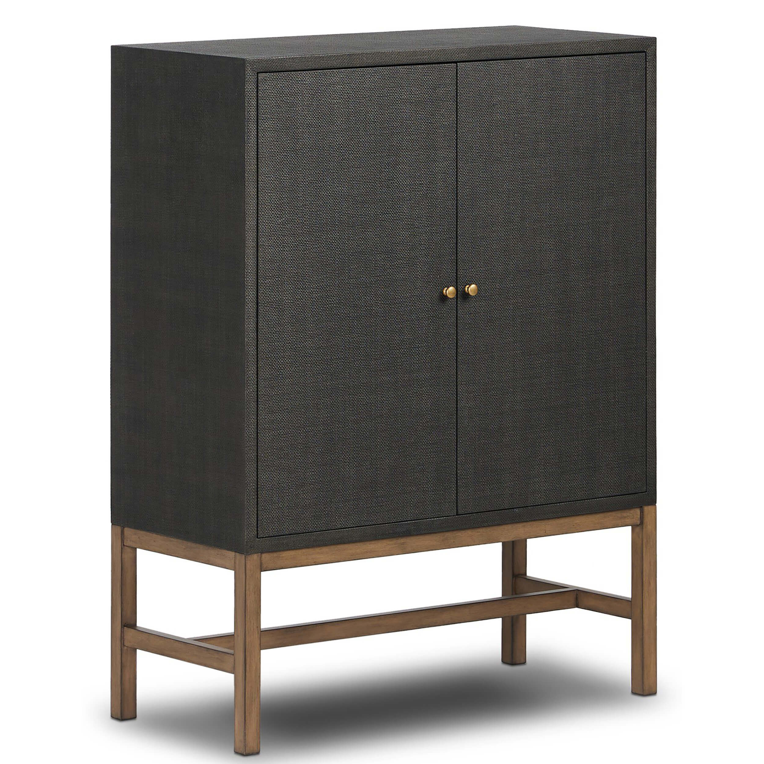 Fiona Bar Cabinet, Black Raffia by Four Hands