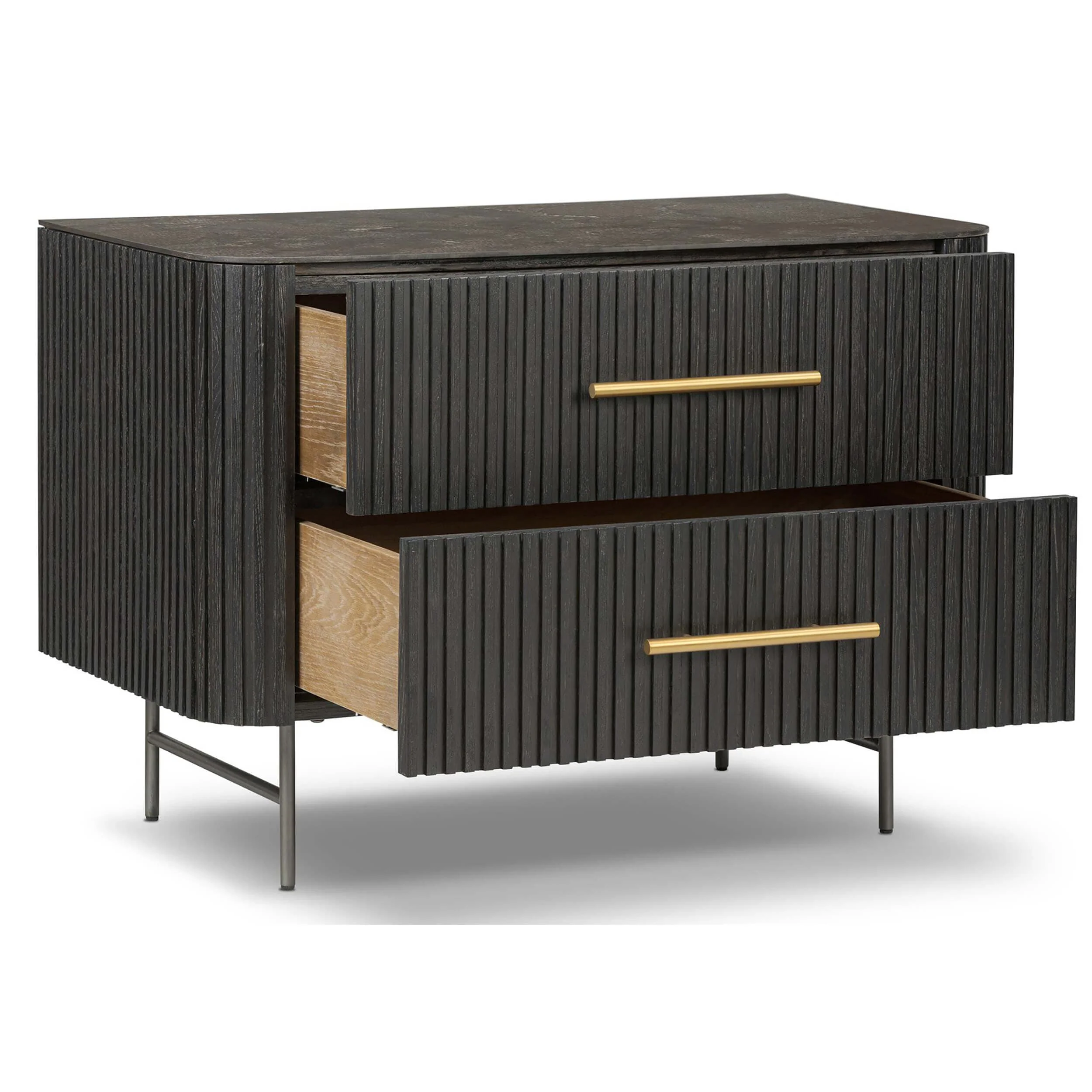 Fletcher Large Nightstand, Distressed Black by Four Hands - Image 4