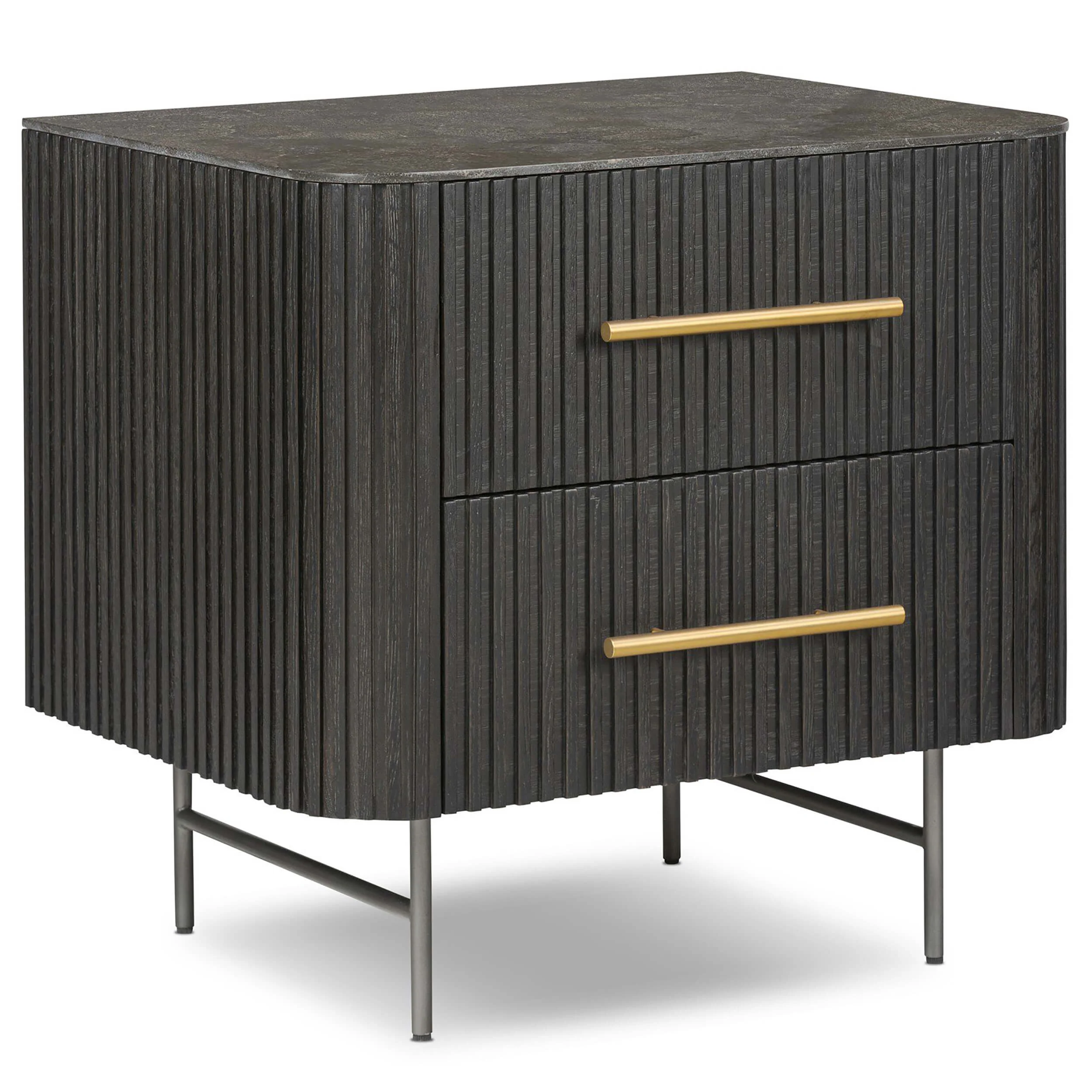 Fletcher Nightstand, Distressed Black by Four Hands