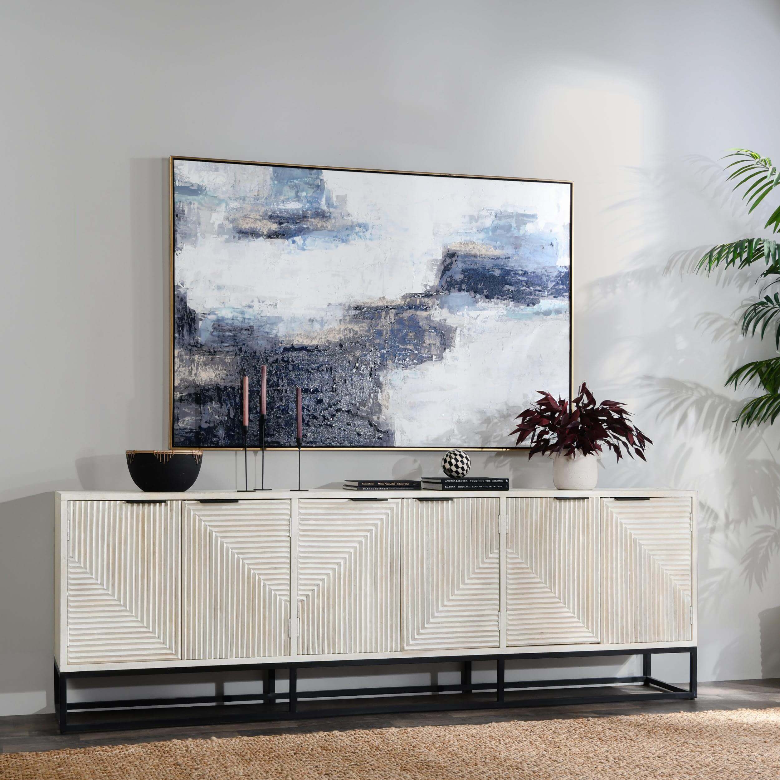 Flint 6 Door Cabinet, Coastal White - Image 9