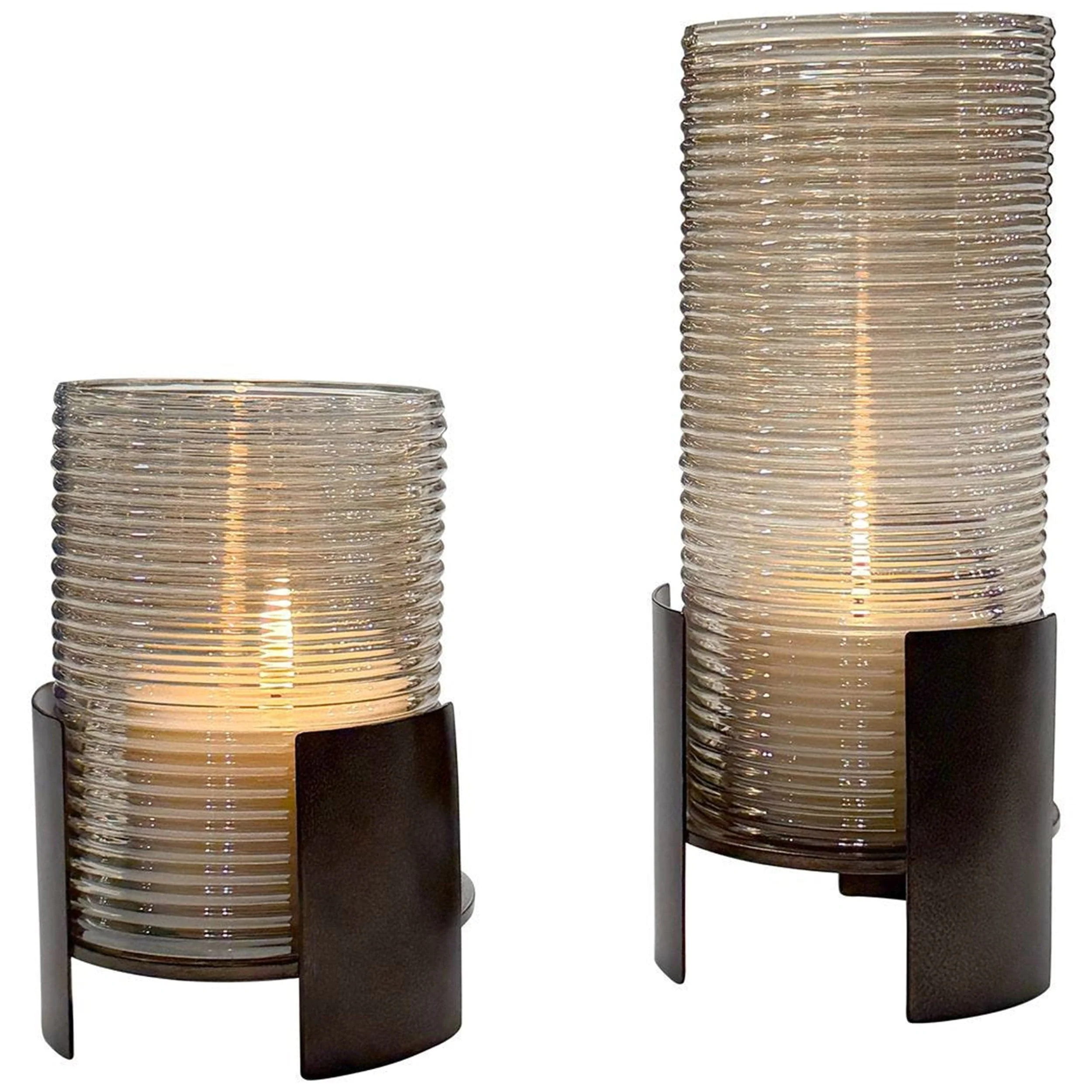 Fluted Fire Candleholders, Set of 2, Dark Bronze - Image 2