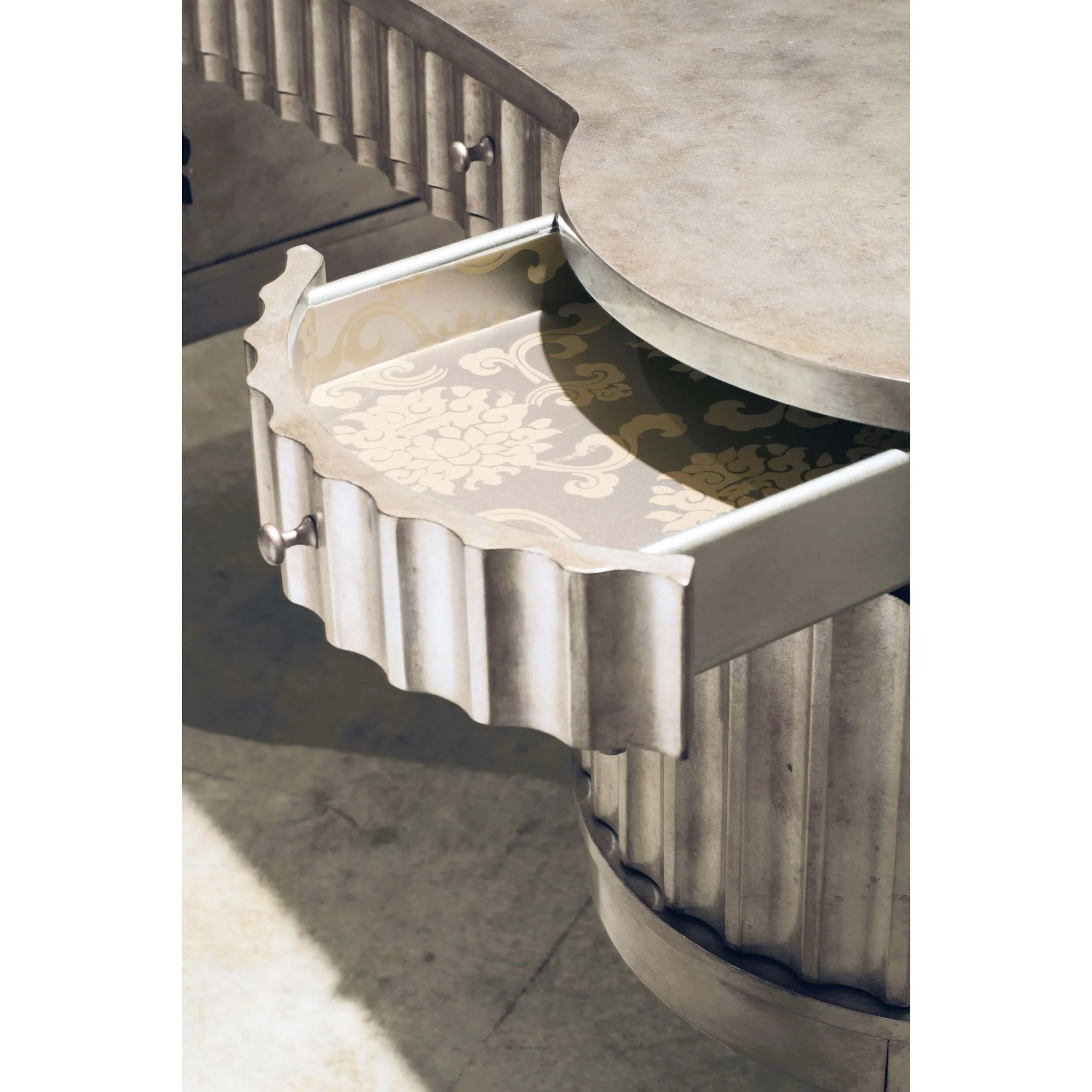 Fluted Kidney Desk, Champagne - Image 3