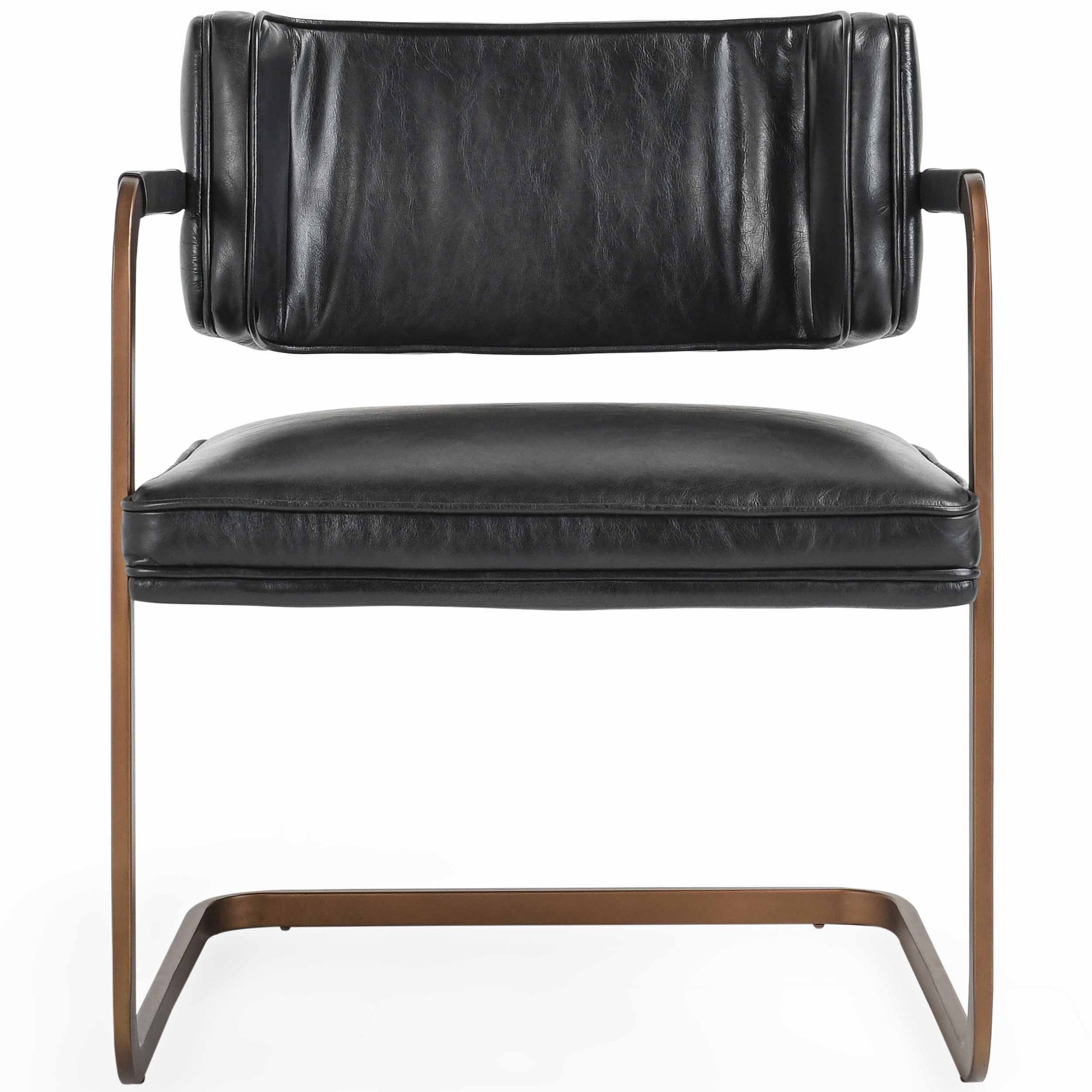 Fonda Leather Dining Chair, Jet Black, Set of 2 - Image 2