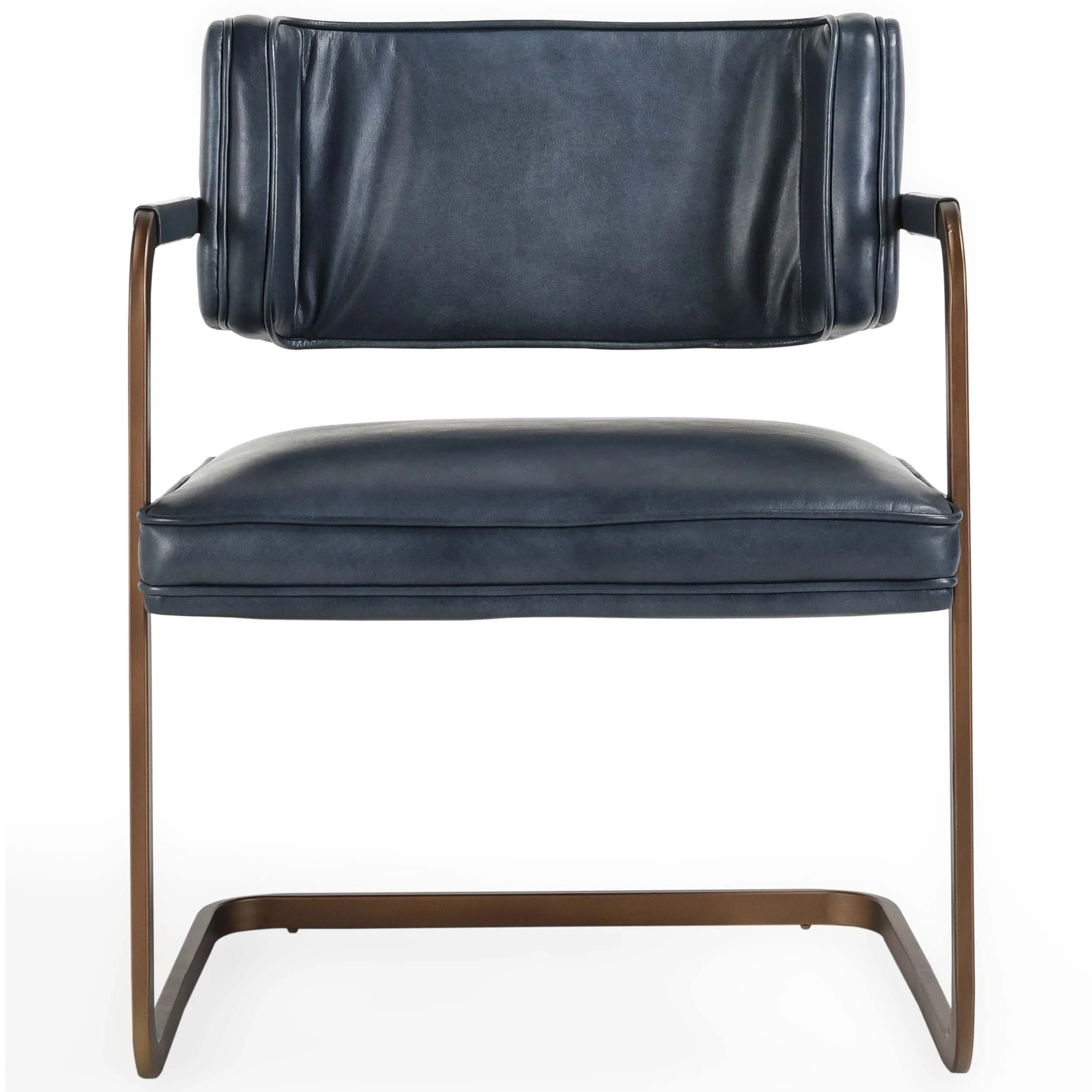 Fonda Leather Dining Chair, Ocean Blue, Set of 2 - Image 2