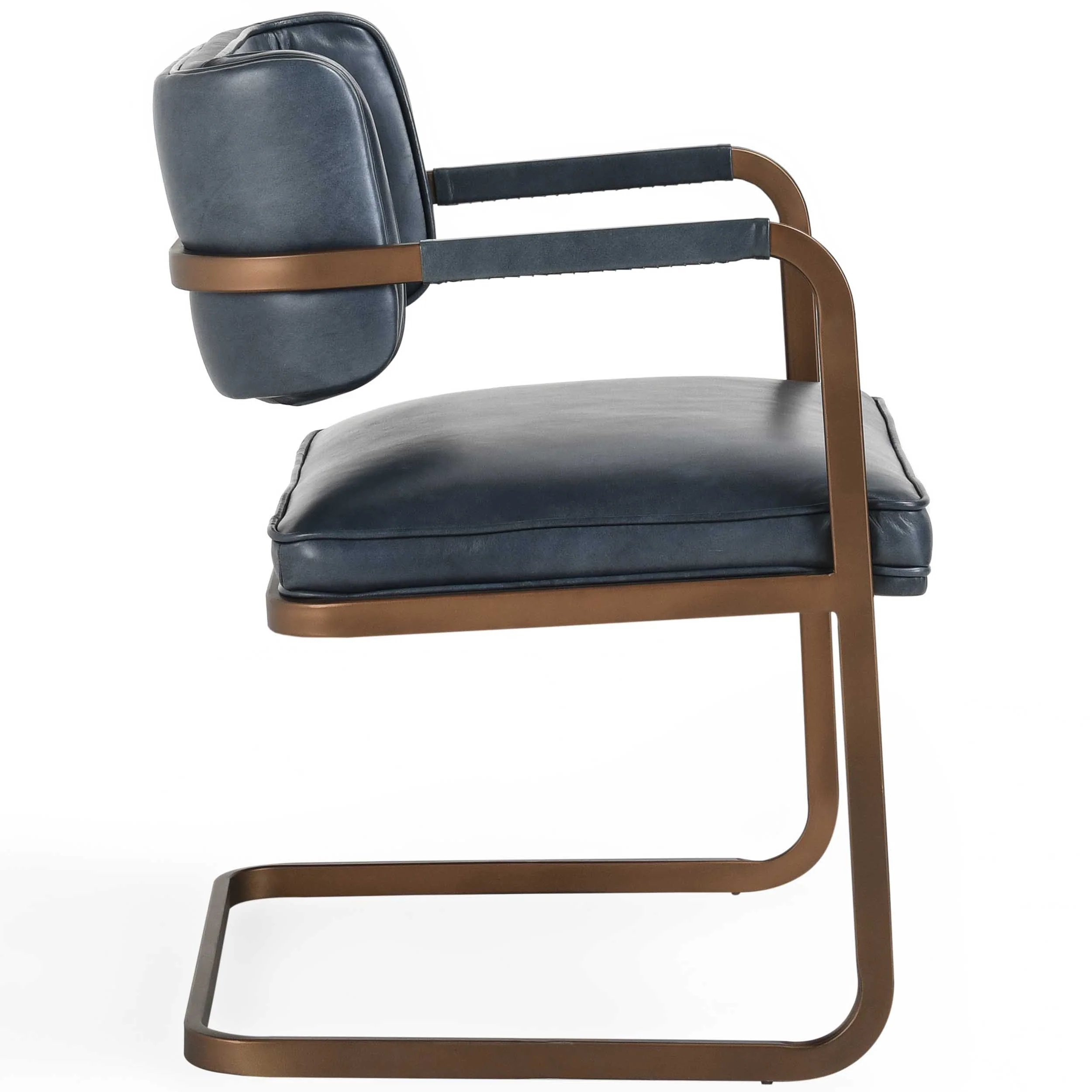 Fonda Leather Dining Chair, Ocean Blue, Set of 2 - Image 3