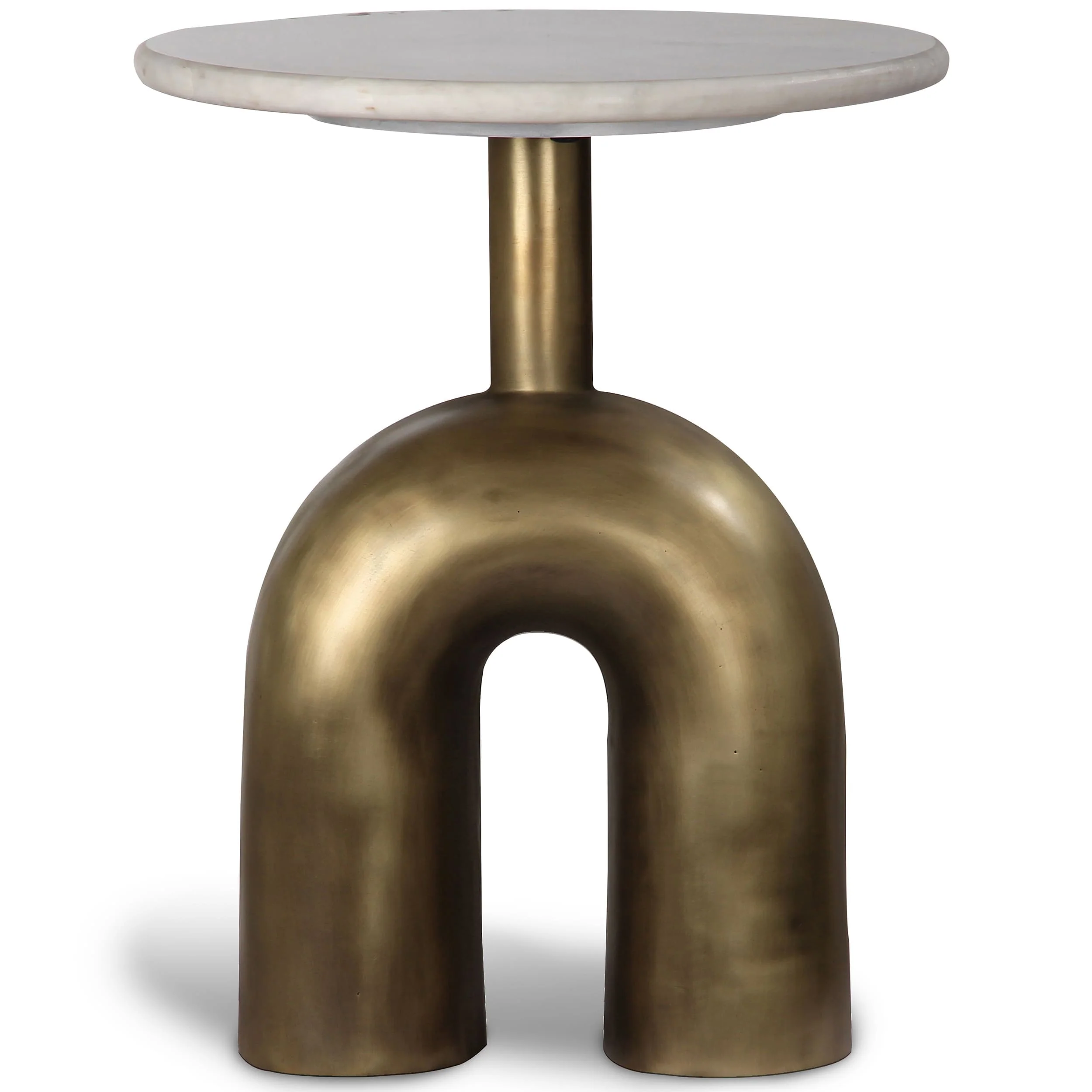 Fork Marble Side Table, Antique Brass - Image 2