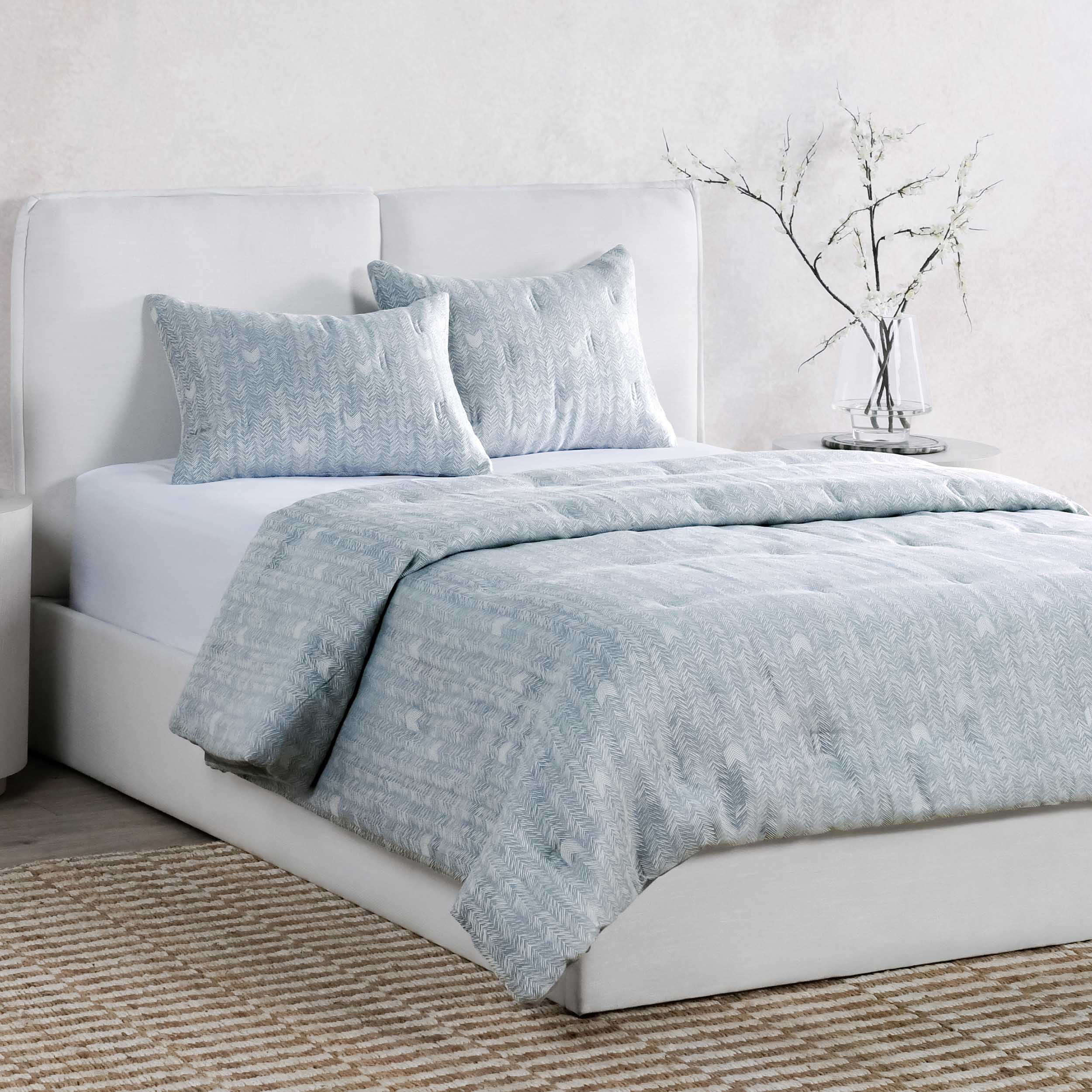 French Herringbone Comforter Set, Storm