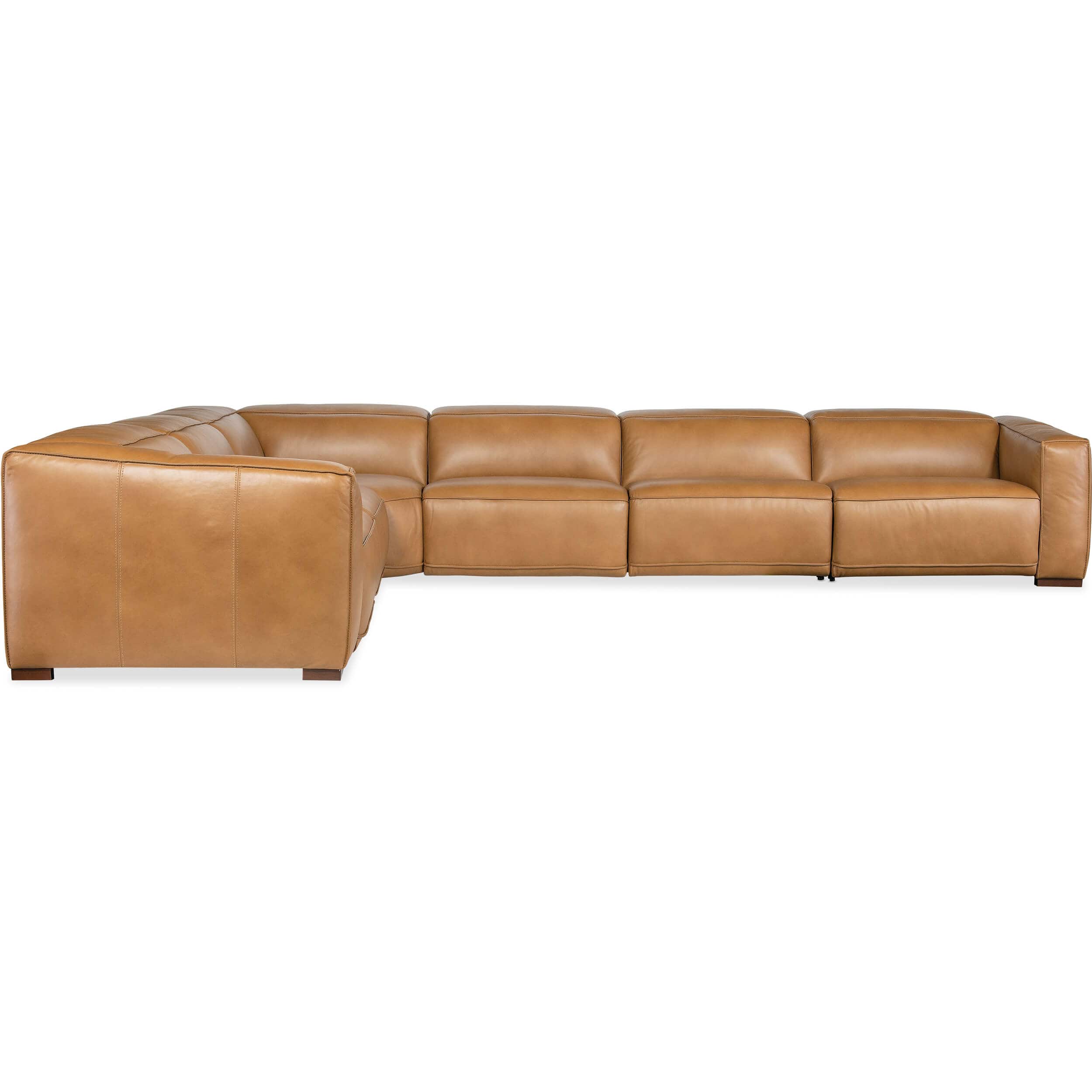 Fresco 6 Seat Power Leather Sectional, Zen Caramel - Image 2