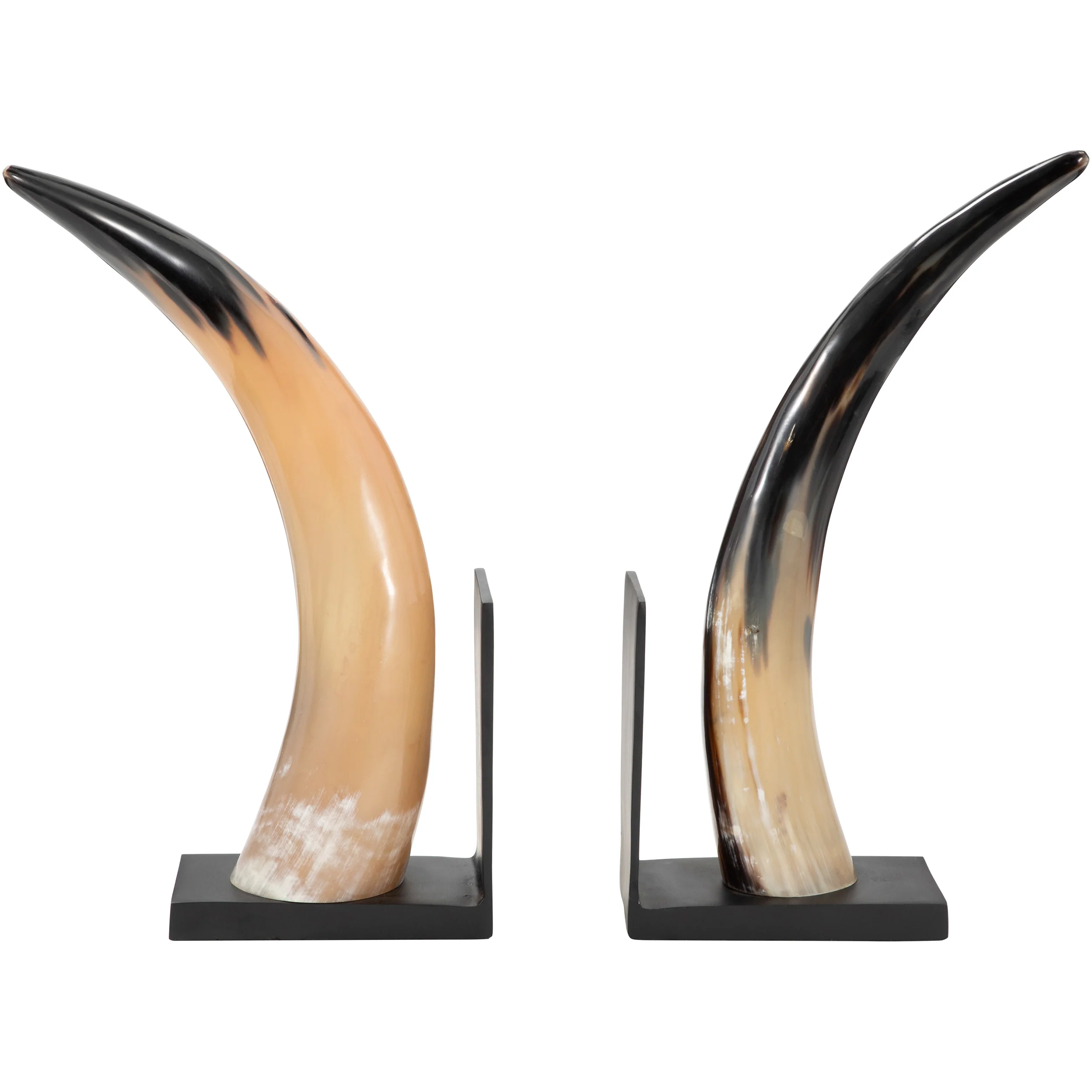 Gamil Horn Bookends, Black, Set of 2
