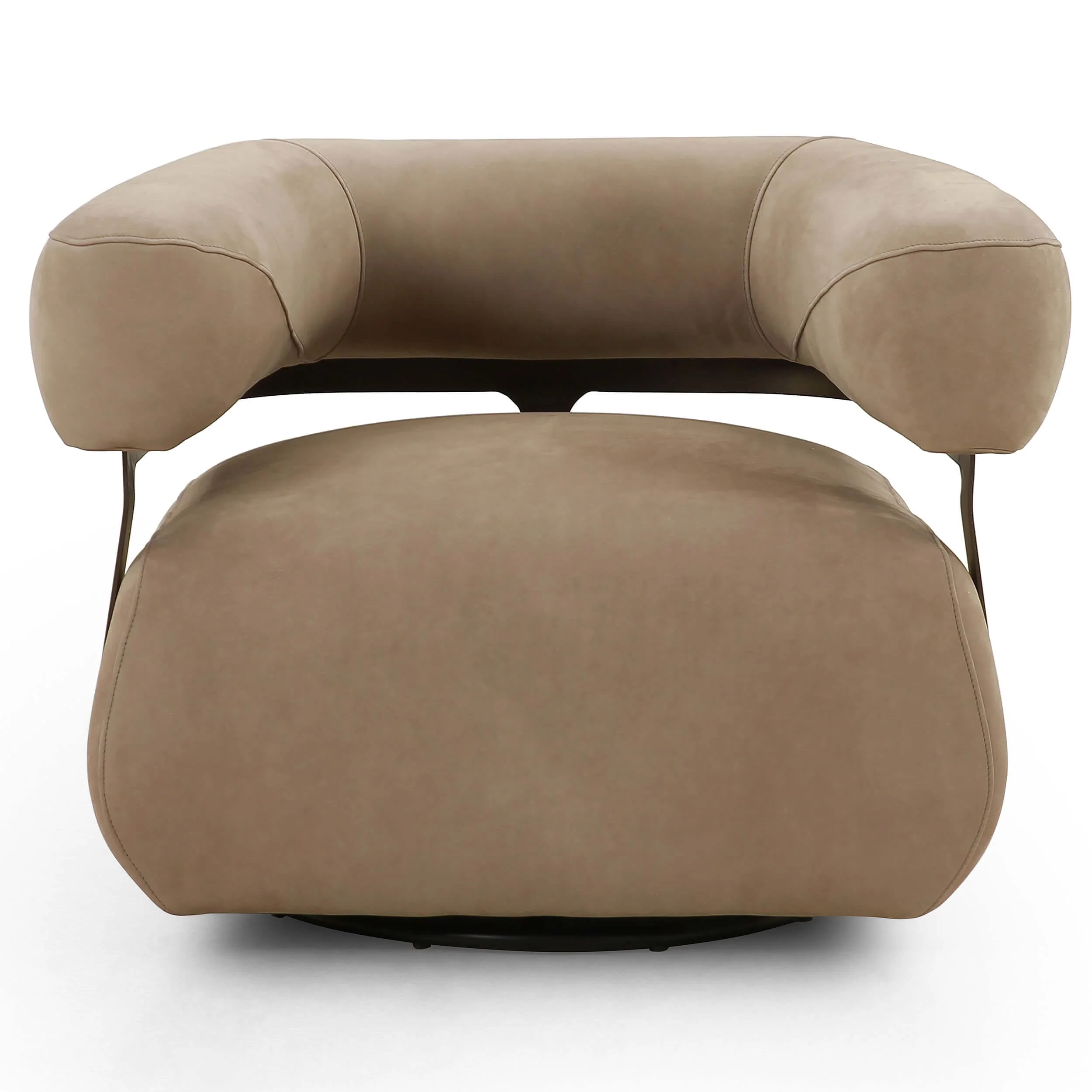 Gareth Leather Swivel Chair, Nubuck Silver - Image 3