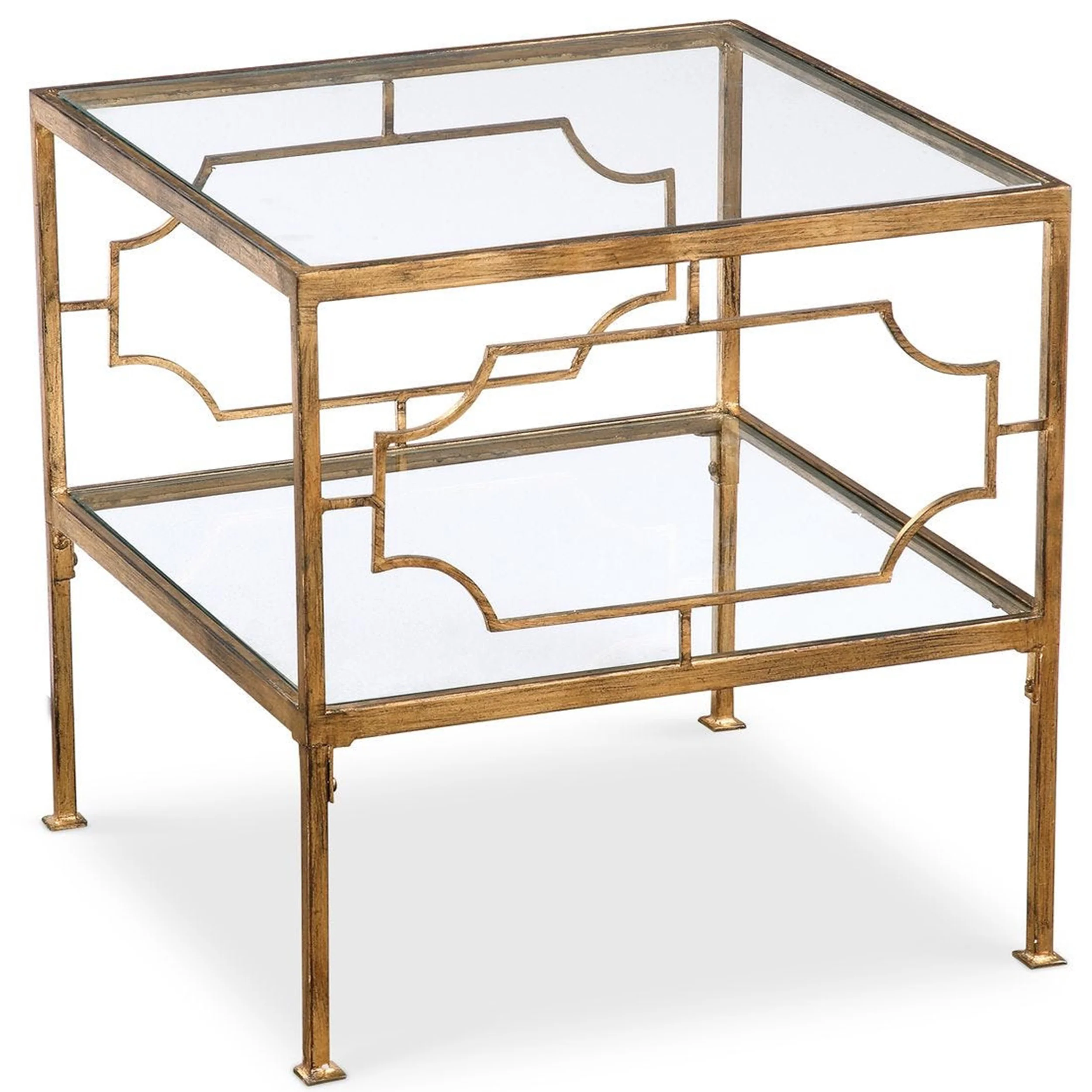 Genell Cube Table, Antique Gold Leaf