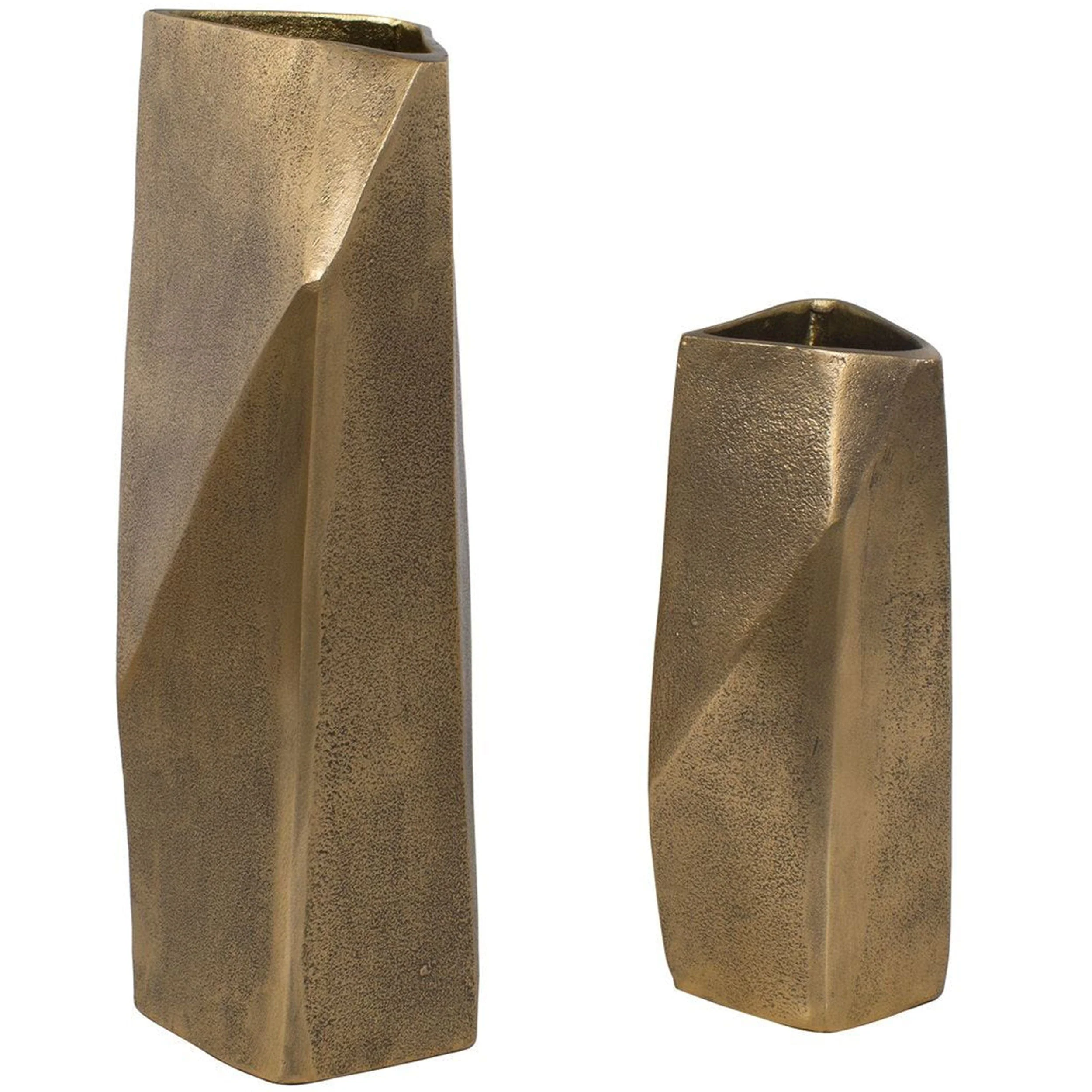 GeoForm Outdoor Vases, Set of 2, Antique Brass - Image 2