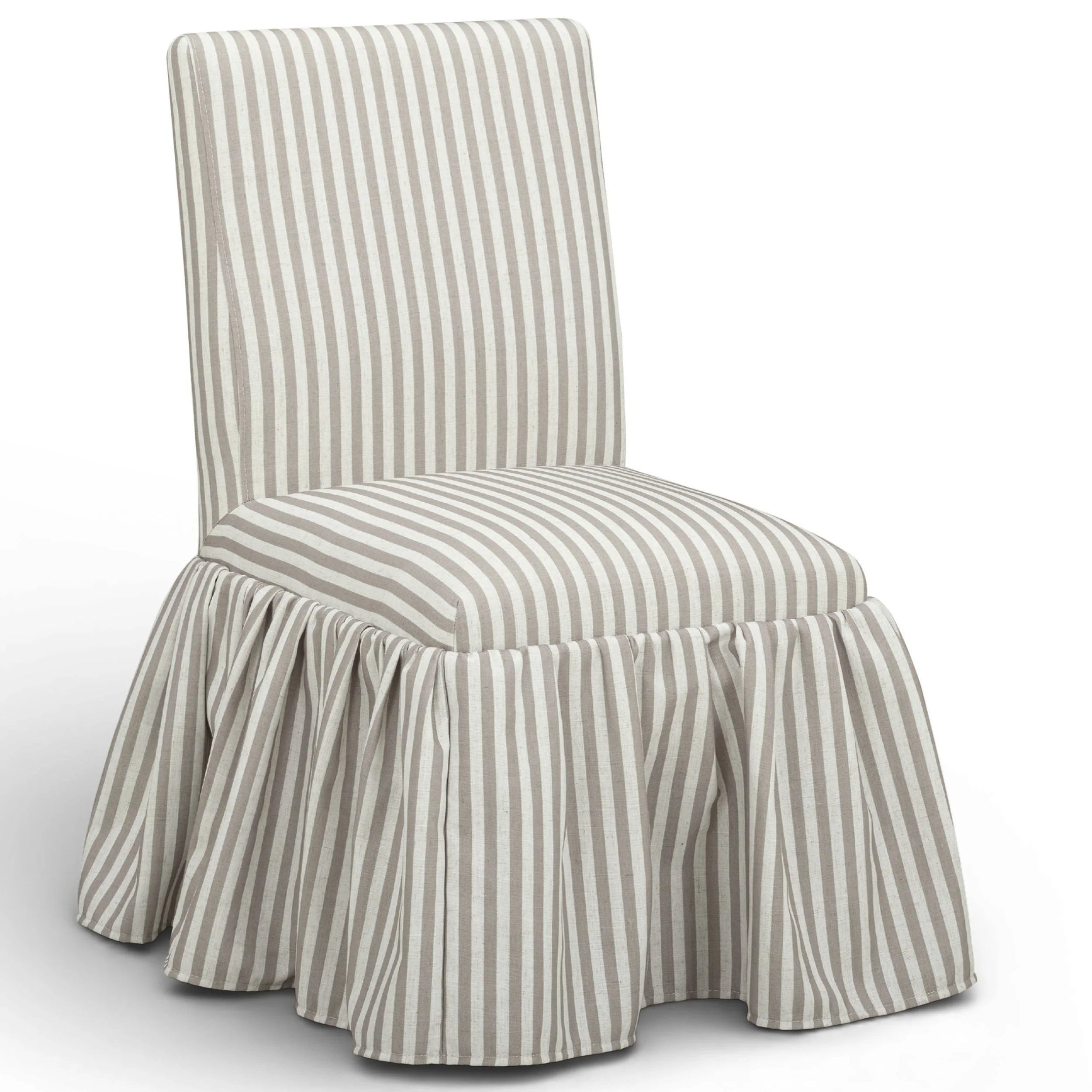 Gertrude Striped Skirted Dining Chair, Khaki