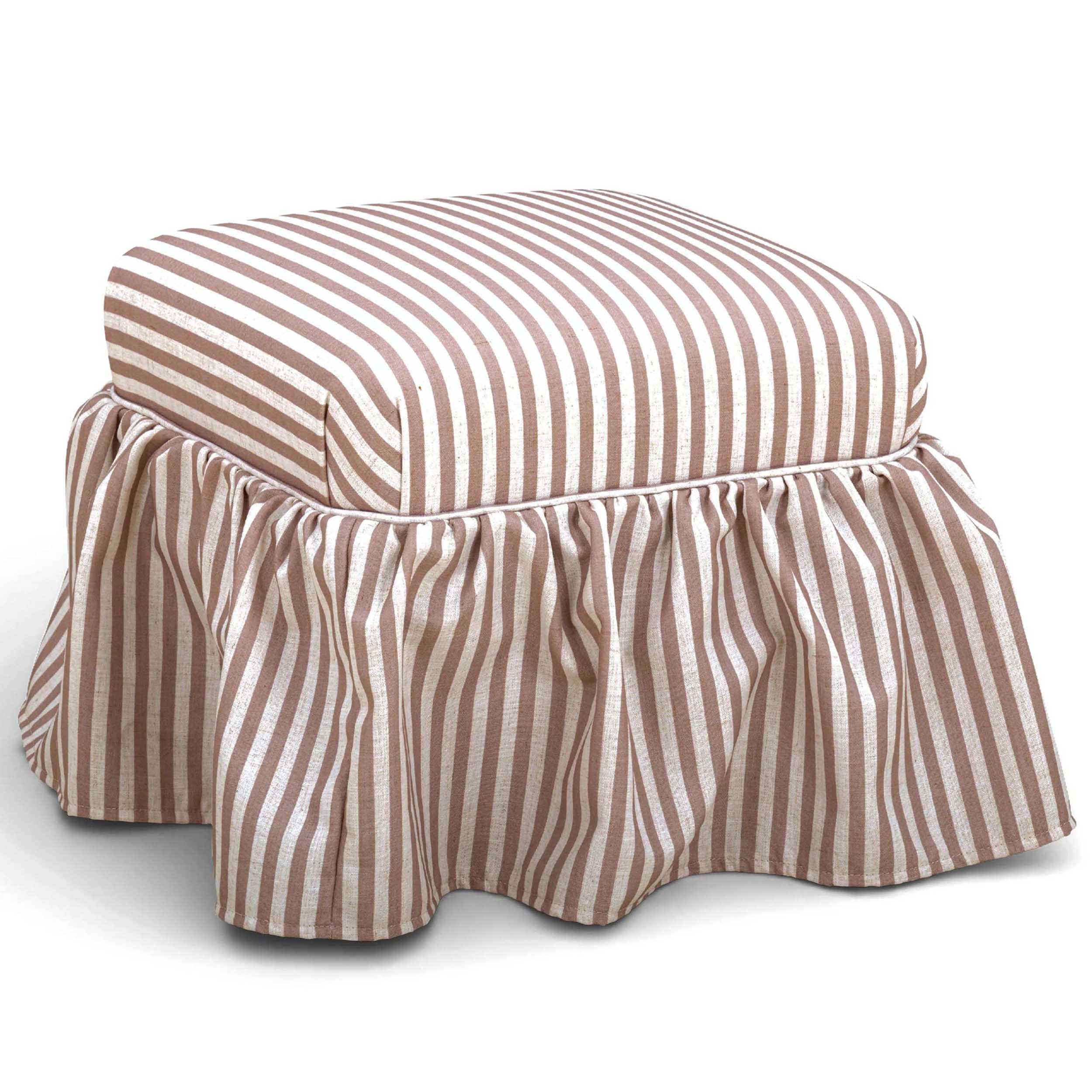 Gertrude Striped Skirted Ottoman, Brown