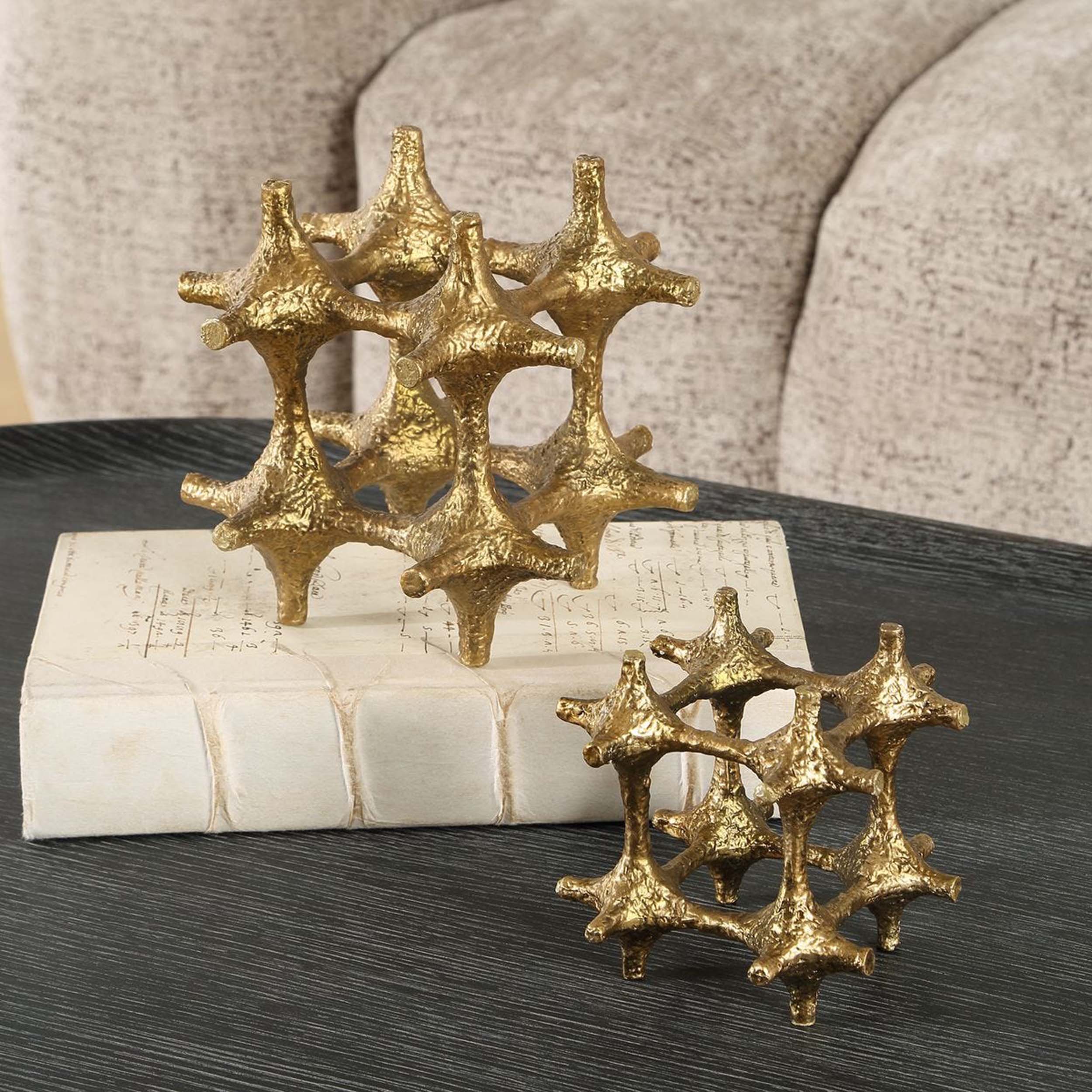 Gilded Connection Sculptures, Antique Brass, Set of 2 - Image 4