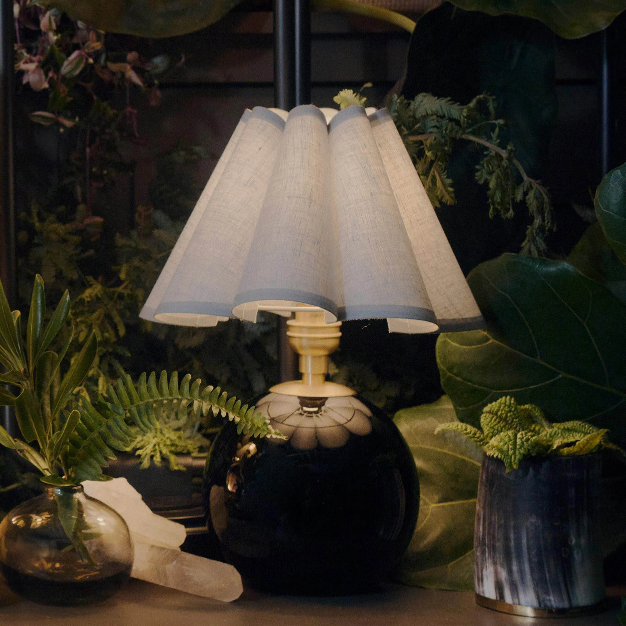 Giorgio Black Glass Lamp, MIsty Blue - Image 2