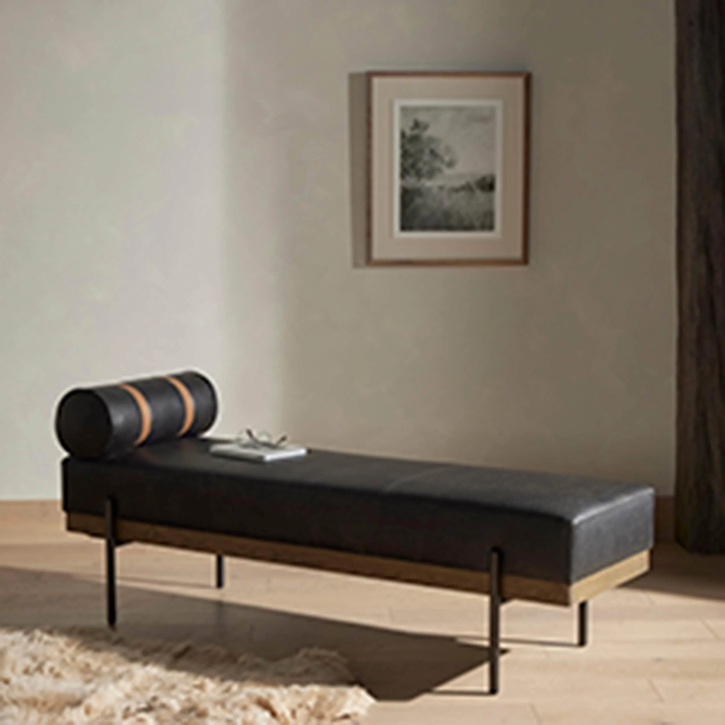 Giorgio Leather Bench, Rialto Ebony - Image 5