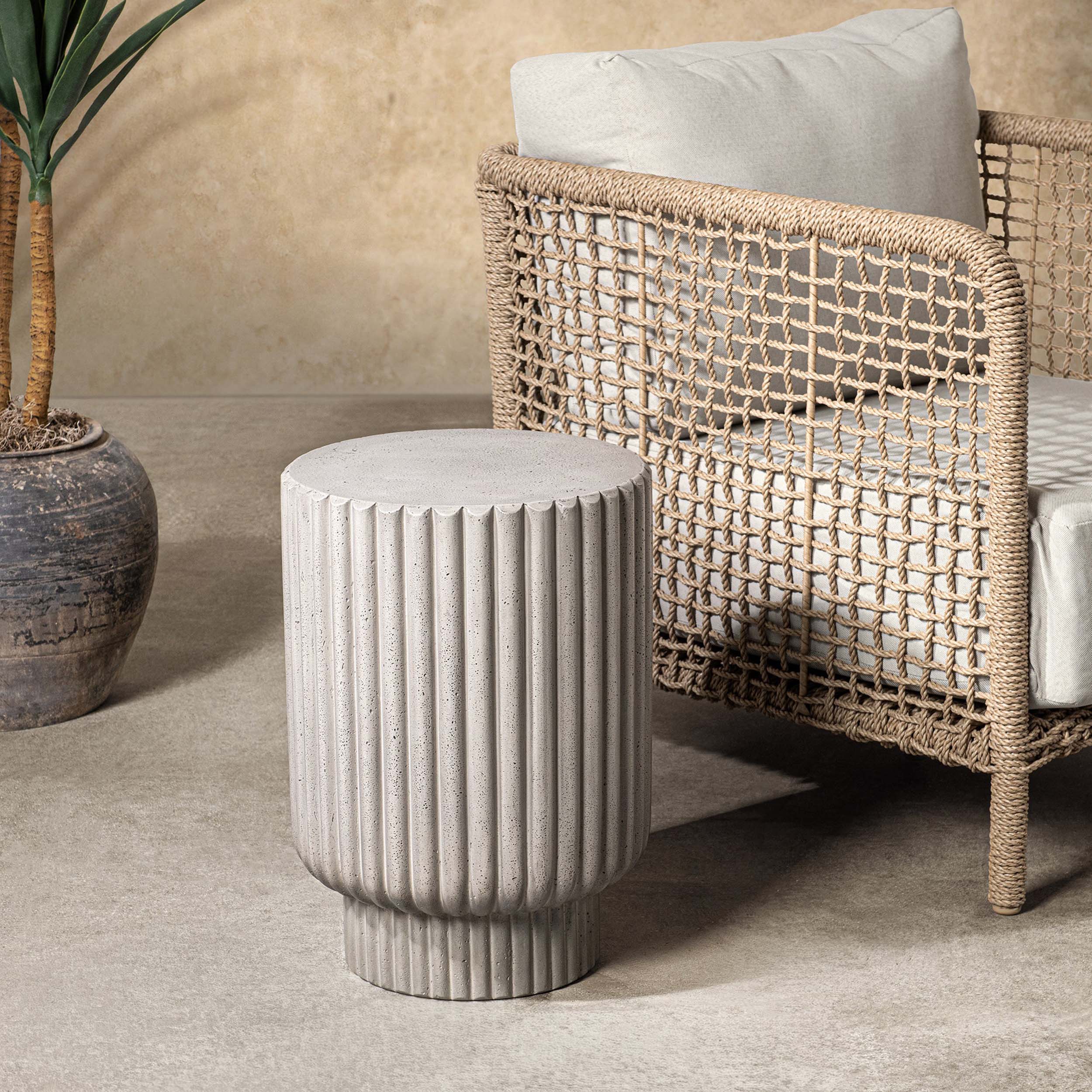 Givens Outdoor Accent Table, Light Gray - Image 5
