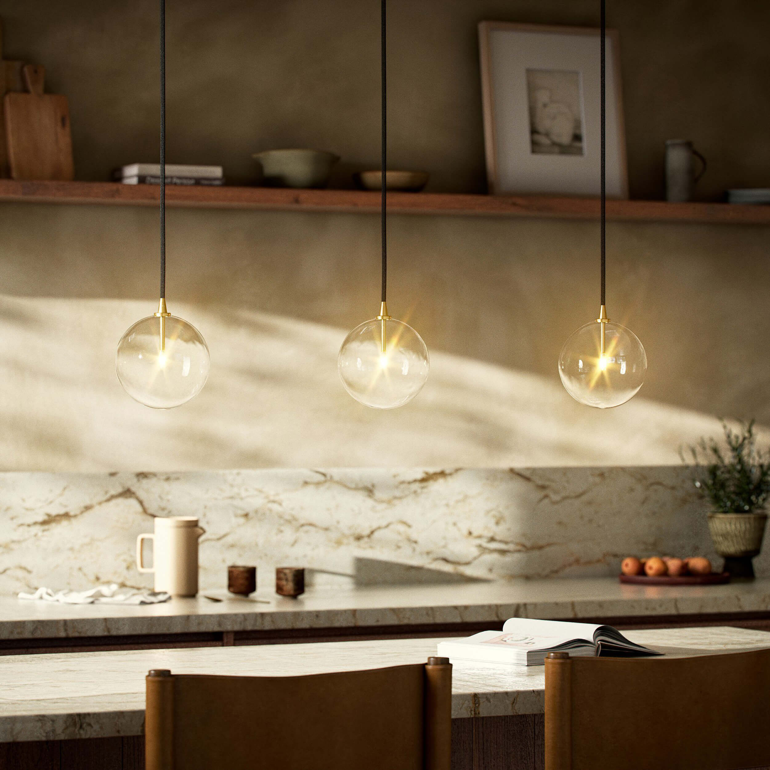 Glass Globe Pendant, Burnished Brass by Four Hands - Image 5