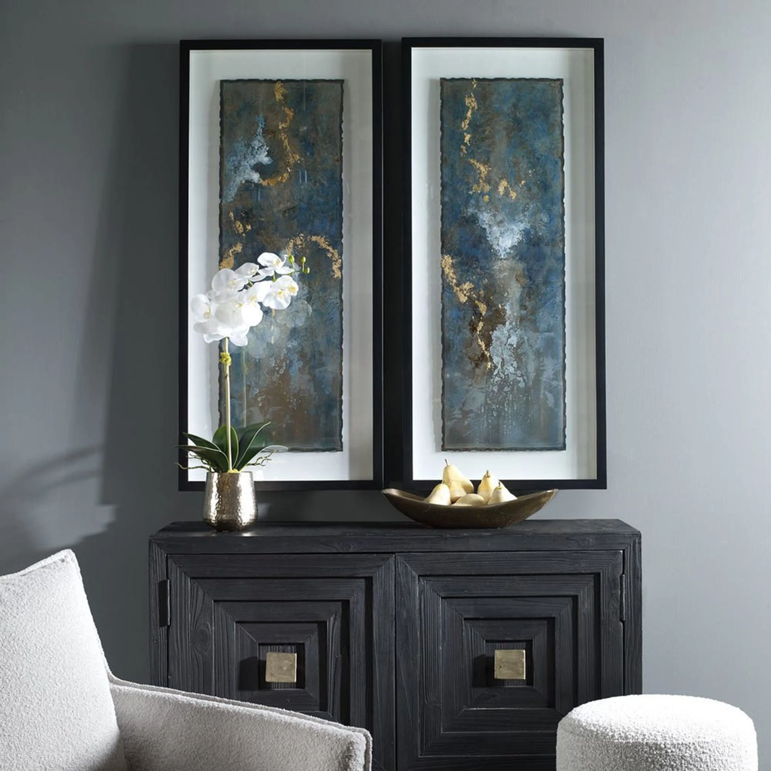 Glimmering Agate Framed Prints, Black, Set of 2 - Image 5