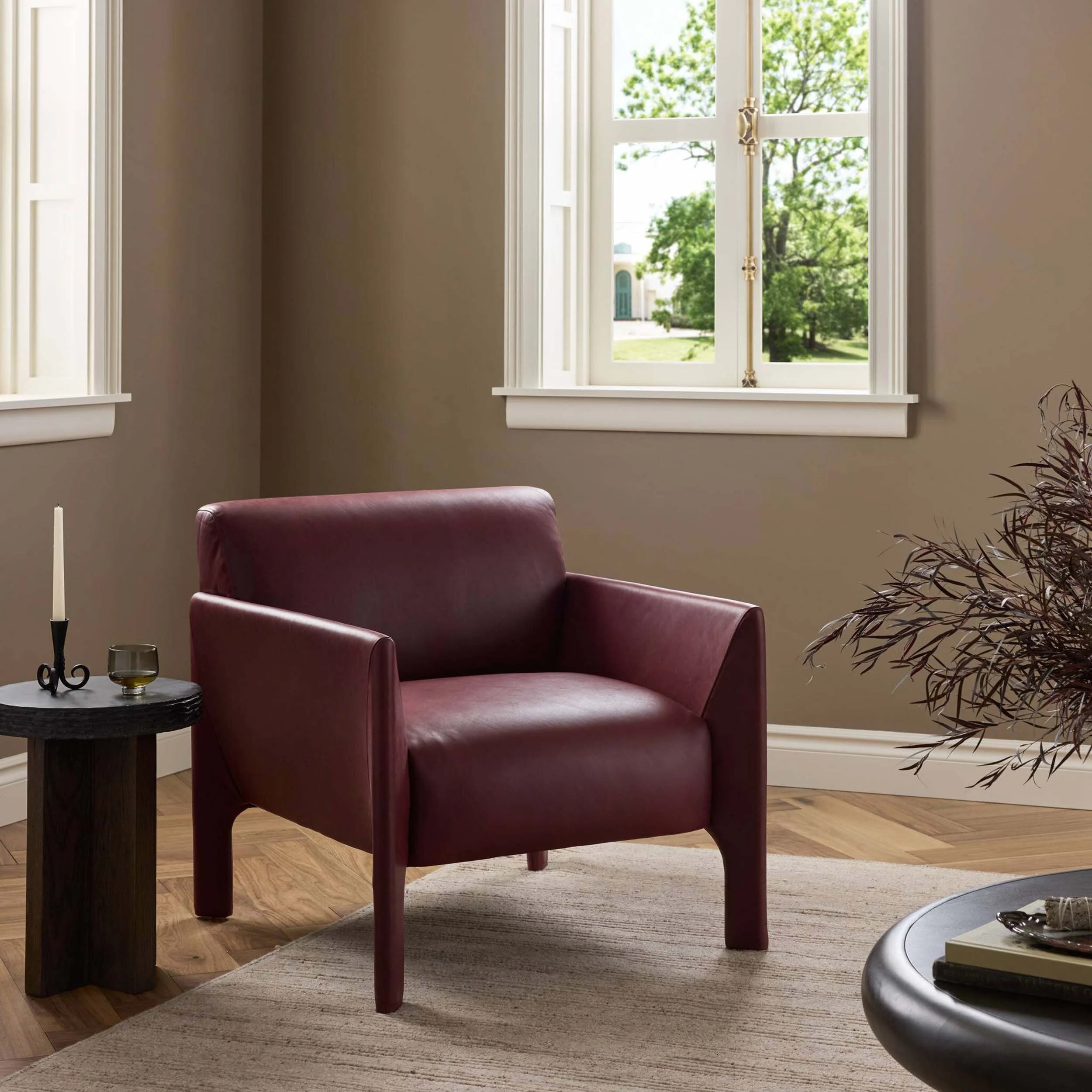 Graford Leather Chair, Dulane Burgundy by Four Hands - Image 8