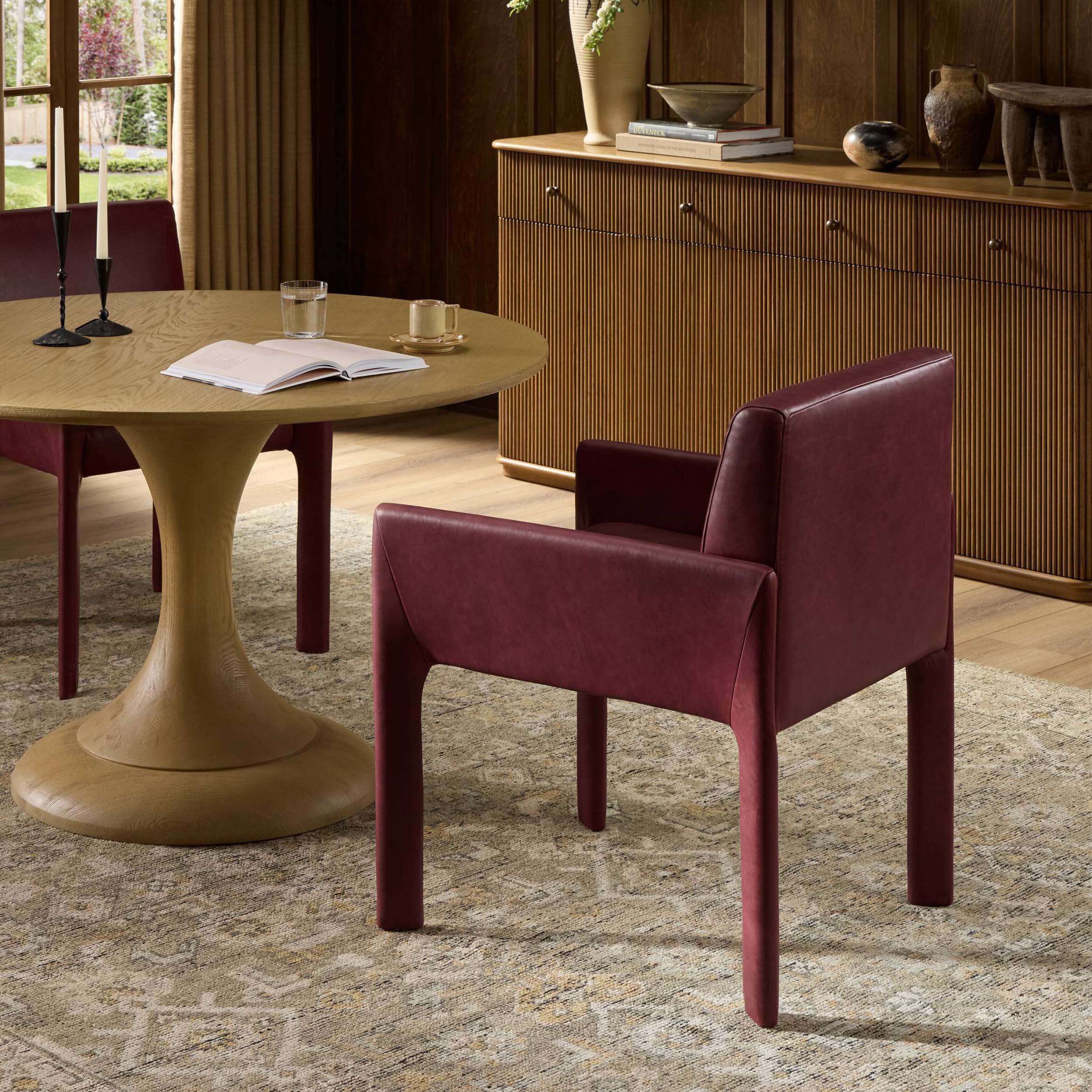 Graford Leather Dining Chair, Dulane Burgundy, Set of 2 by Four Hands - Image 8