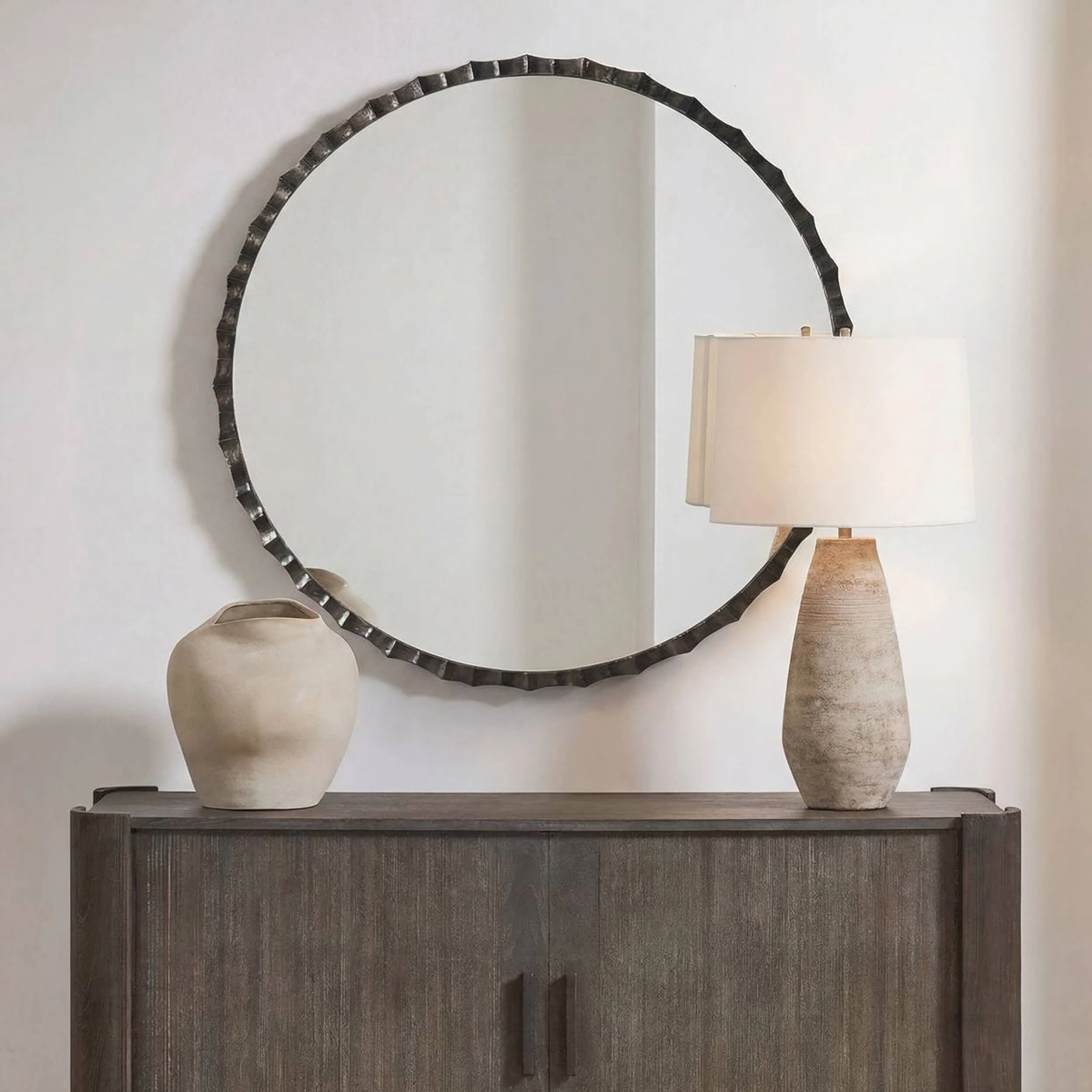 Grander Round Mirror, Charcoal - Image 4