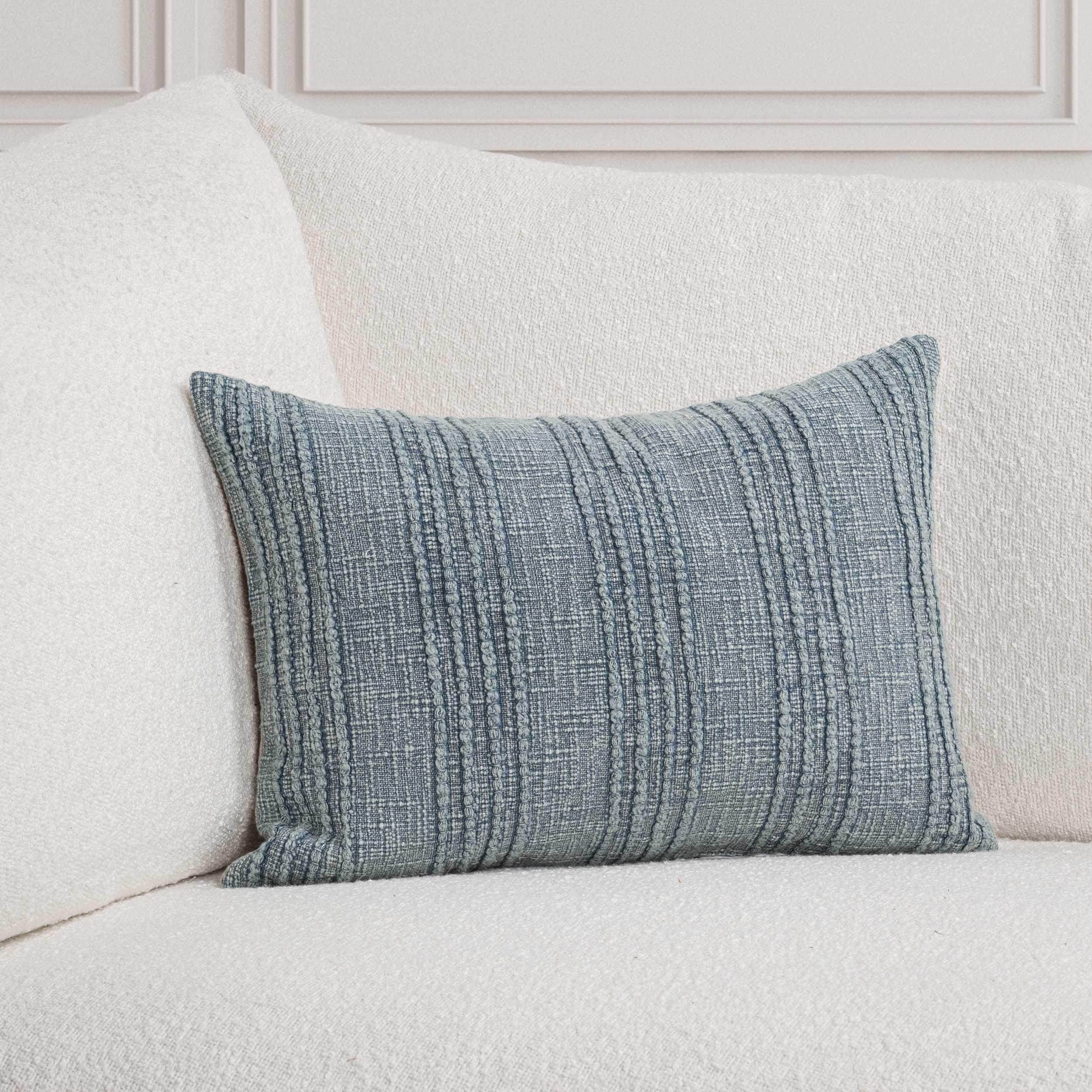 Gratitude Lumbar Pillow, Sea Fog Blue - Image 6
